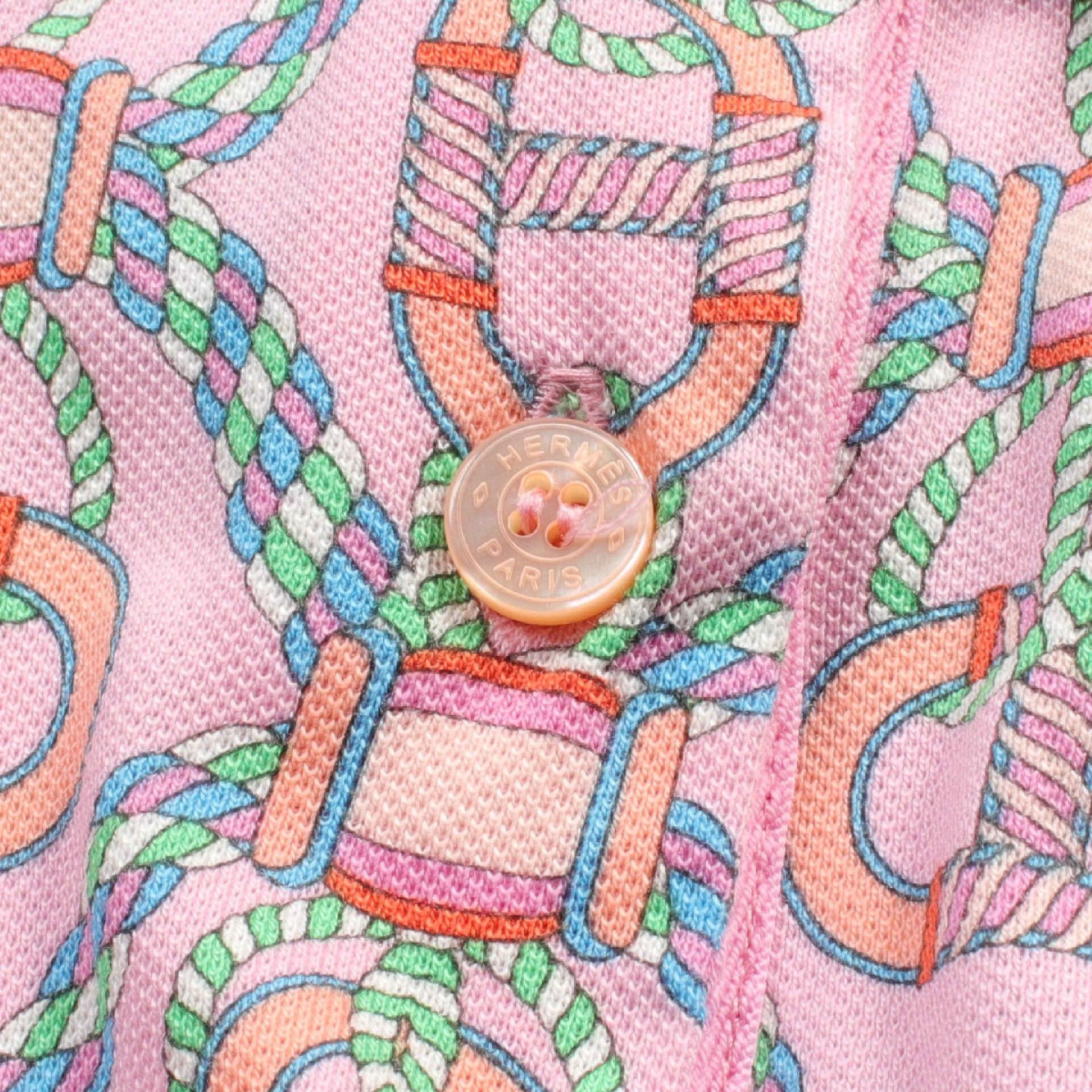 Hermes Hermes Kanoe Polo Shirt One Piece French Sleeve All-Over Pattern Cotton Pink Multicolor Size ONE SIZE - 6 Thumbnail