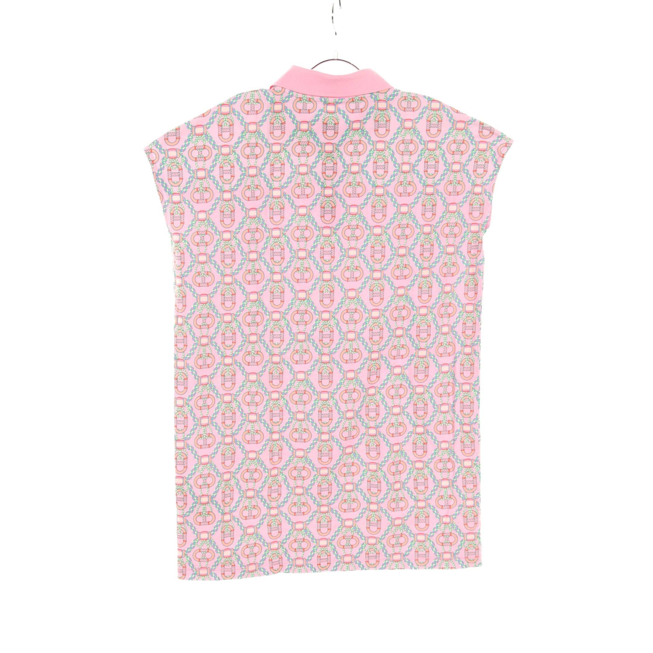 Hermes Hermes Kanoe Polo Shirt One Piece French Sleeve All-Over Pattern Cotton Pink Multicolor Size ONE SIZE - 2 Thumbnail