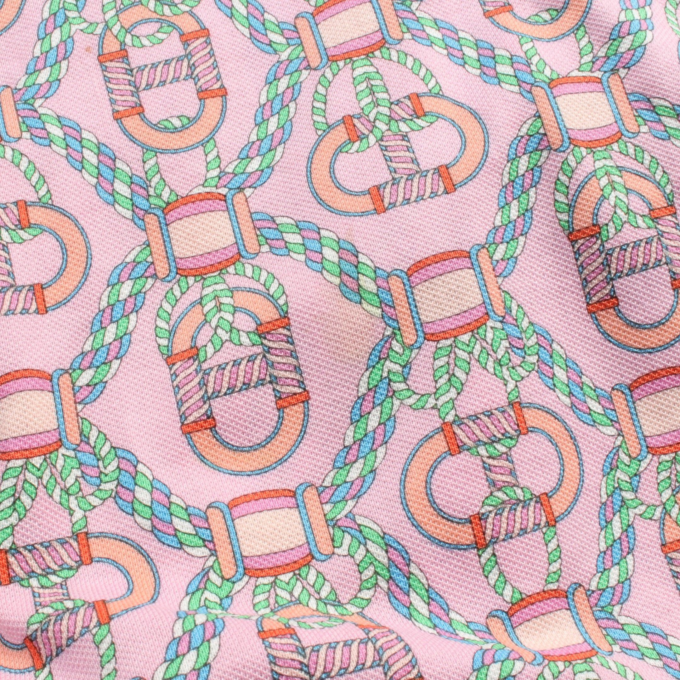 Hermes Hermes Kanoe Polo Shirt One Piece French Sleeve All-Over Pattern Cotton Pink Multicolor Size ONE SIZE - 7 Thumbnail