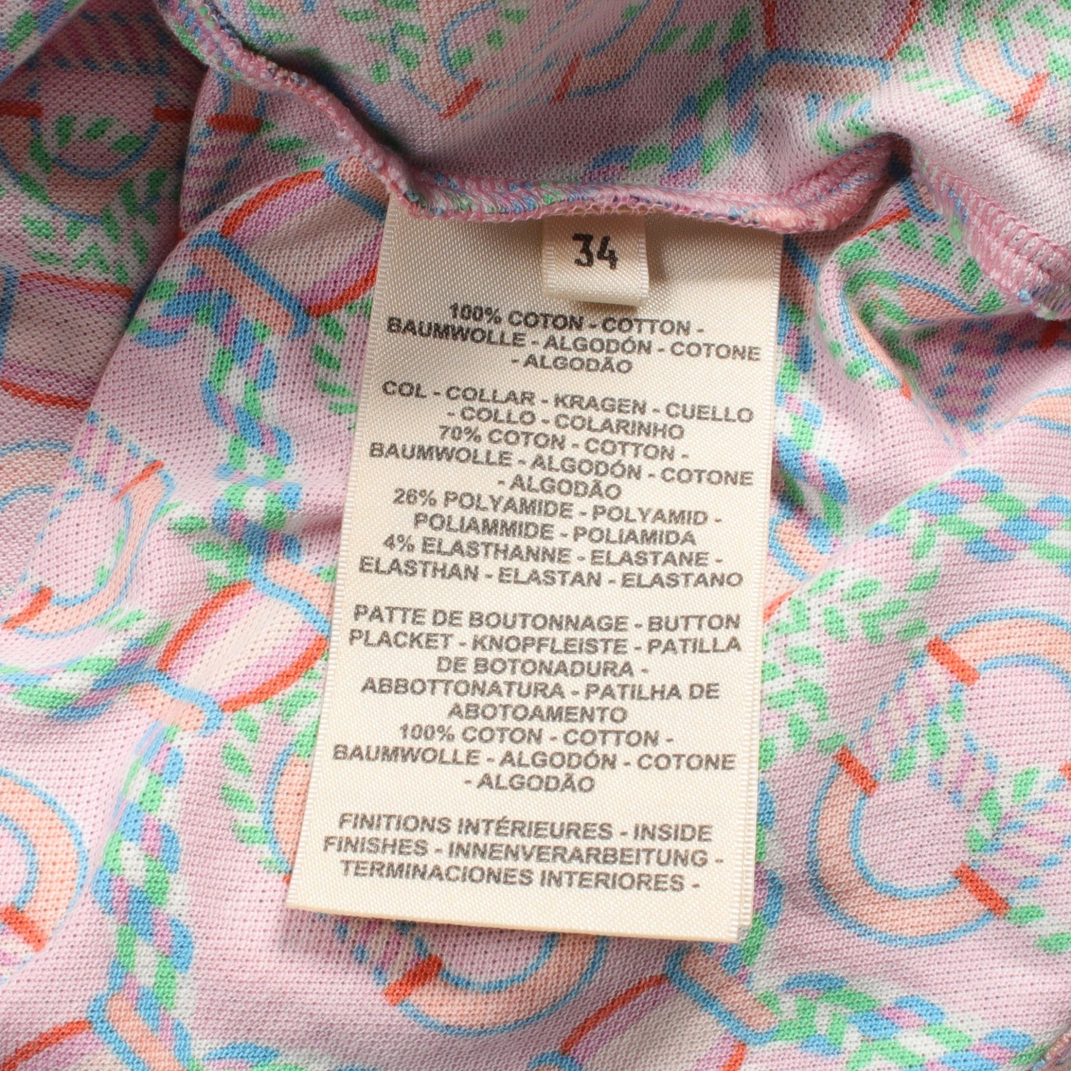 Hermes Hermes Kanoe Polo Shirt One Piece French Sleeve All-Over Pattern Cotton Pink Multicolor Size ONE SIZE - 4 Thumbnail