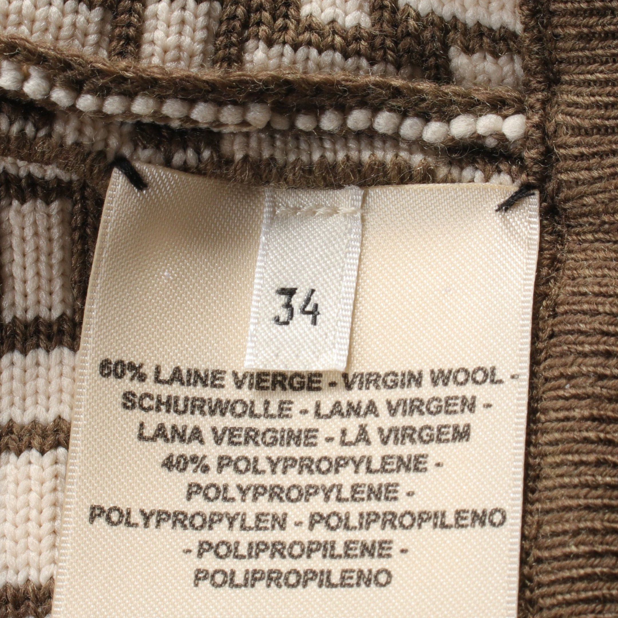 Hermes Hermes Knitted Jacket Blouson Mosaic Wool Gray Brown Off White Size ONE SIZE - 4 Thumbnail
