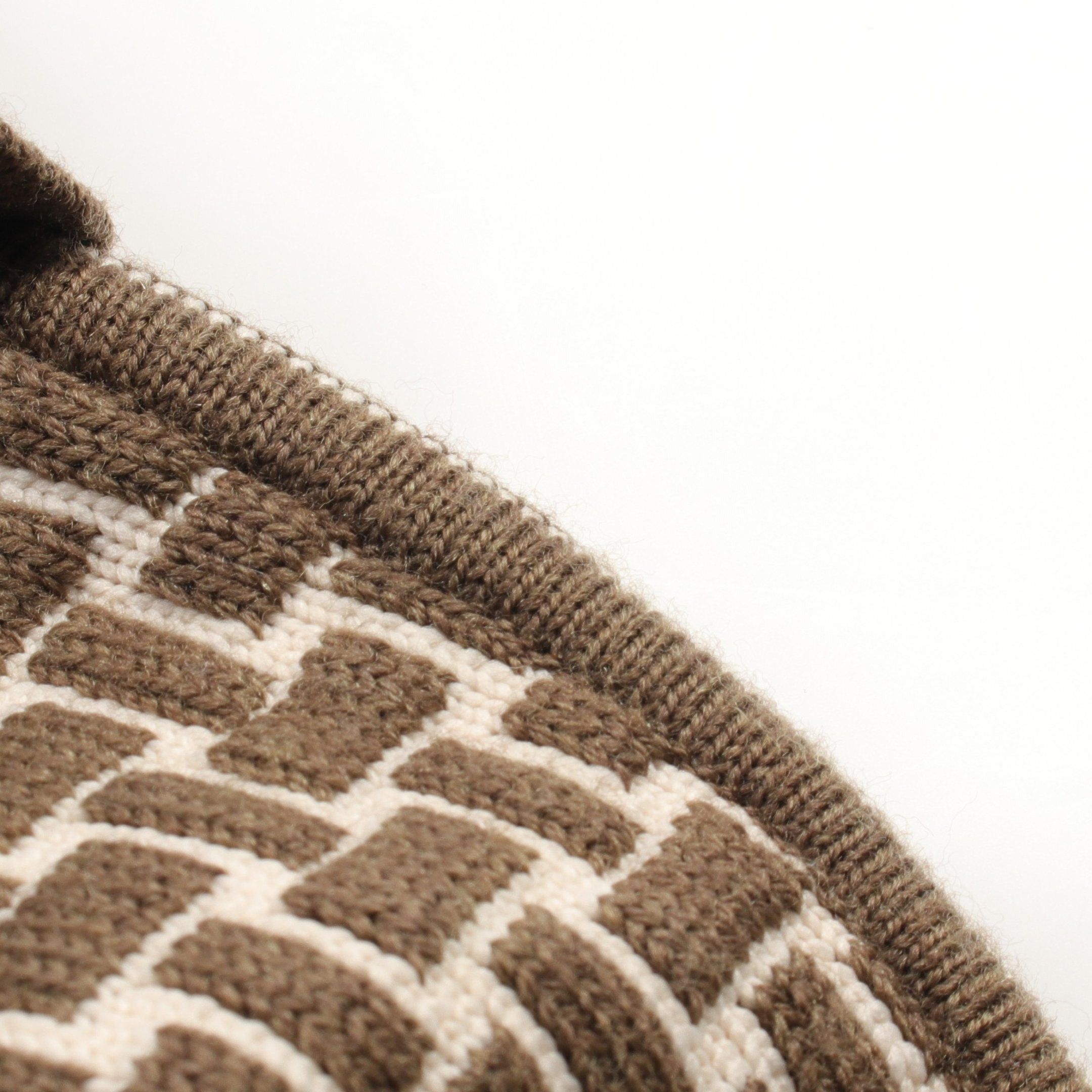Hermes Hermes Knitted Jacket Blouson Mosaic Wool Gray Brown Off White Size ONE SIZE - 7 Thumbnail