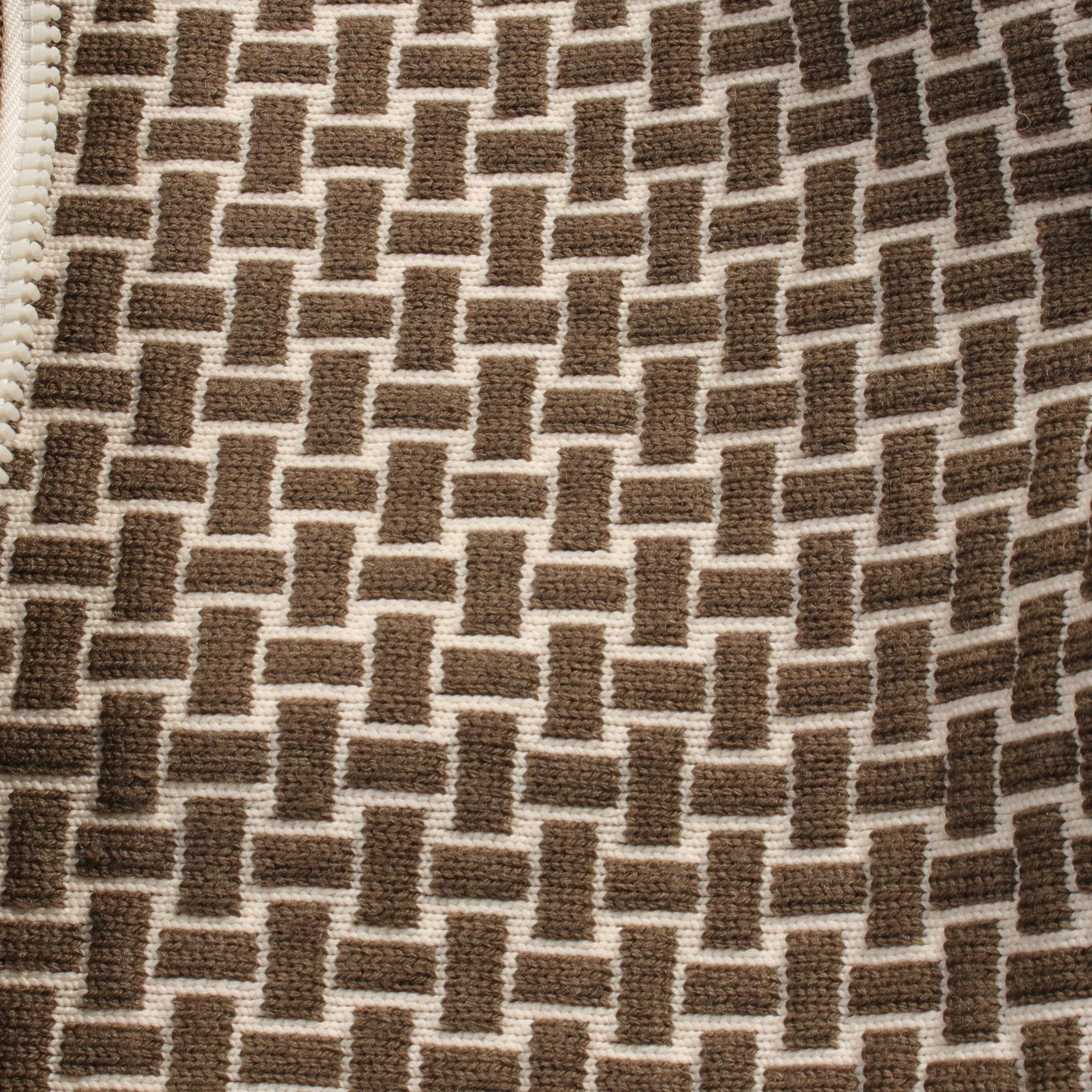 Hermes Hermes Knitted Jacket Blouson Mosaic Wool Gray Brown Off White Size ONE SIZE - 8 Thumbnail