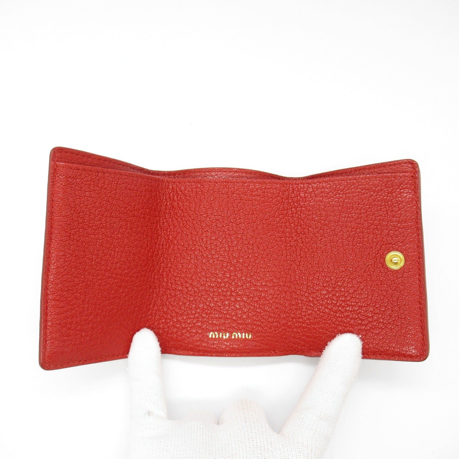 Miu Miu Miu Miu Trifold Wallet Leather Pink Size ONE SIZE - 5 Thumbnail