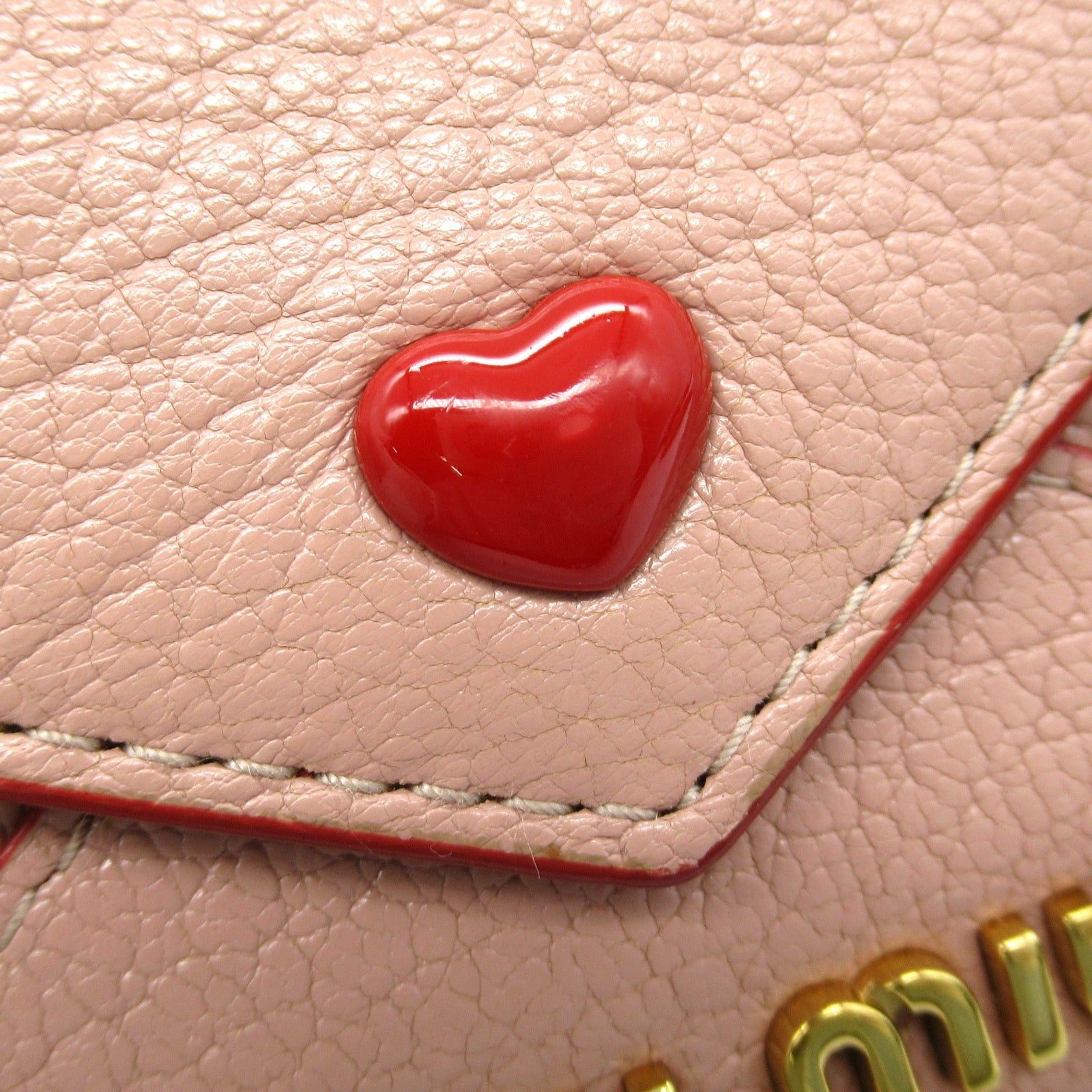 Miu Miu Miu Miu Trifold Wallet Leather Pink Size ONE SIZE - 9 Thumbnail