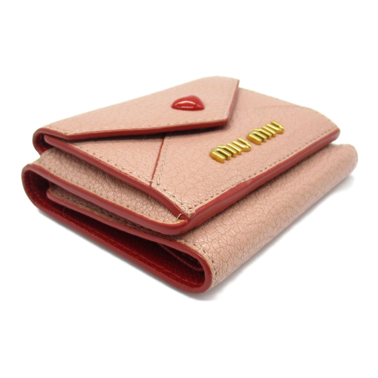Miu Miu Miu Miu Trifold Wallet Leather Pink Size ONE SIZE - 3 Thumbnail