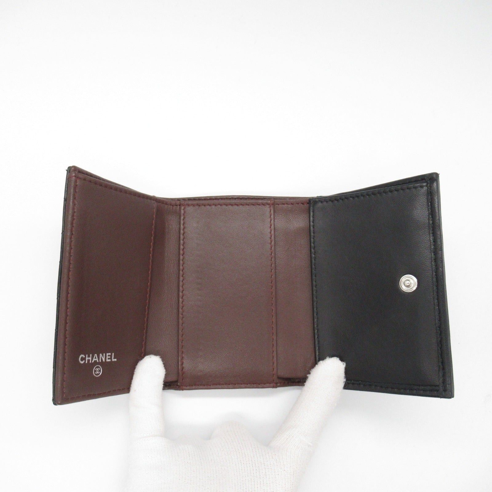 Chanel Chanel Matelasse Trifold Wallet Lambskin (Sheepskin) Black Silver Hardware Size ONE SIZE - 5 Thumbnail