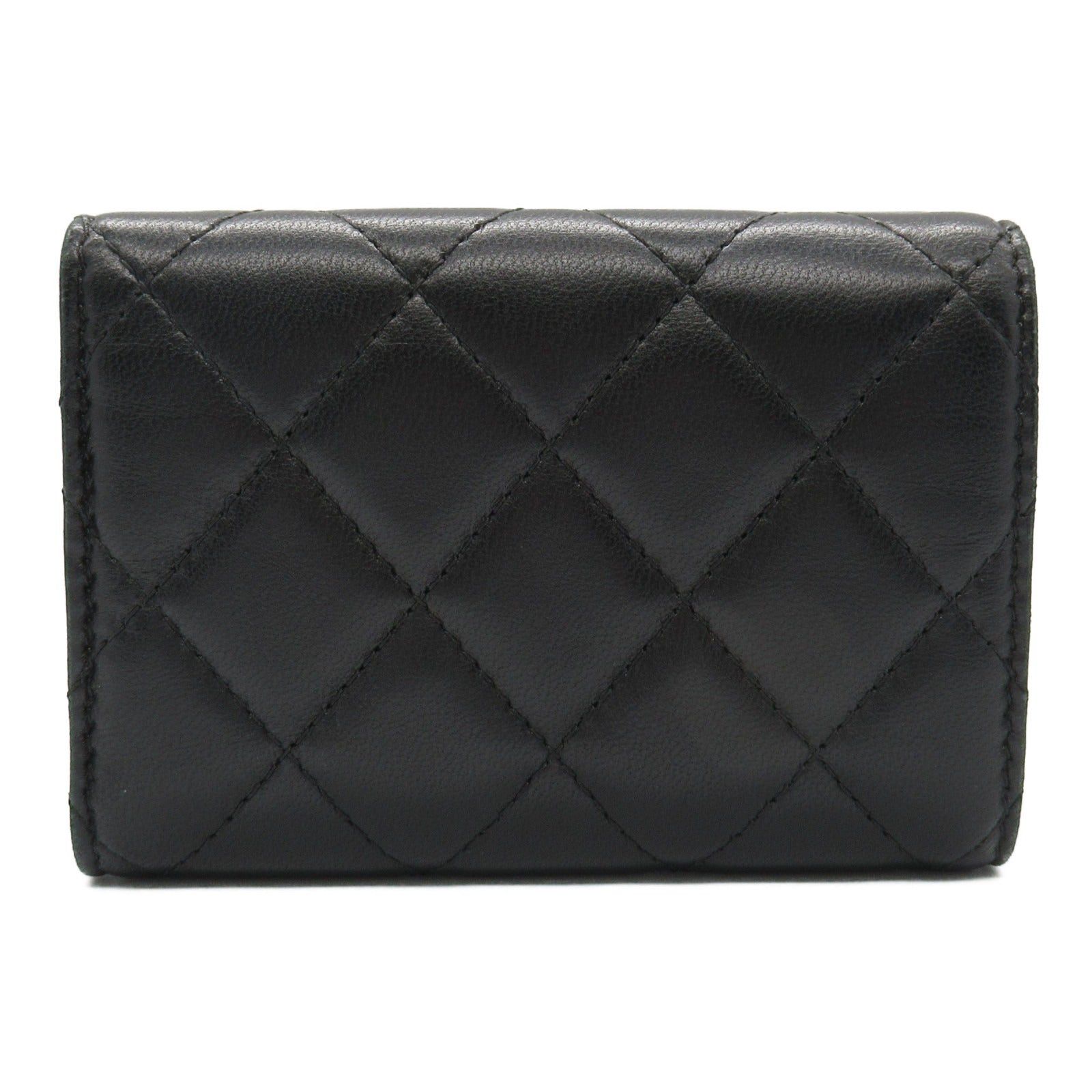 Chanel Chanel Matelasse Trifold Wallet Lambskin (Sheepskin) Black Silver Hardware Size ONE SIZE - 2 Thumbnail