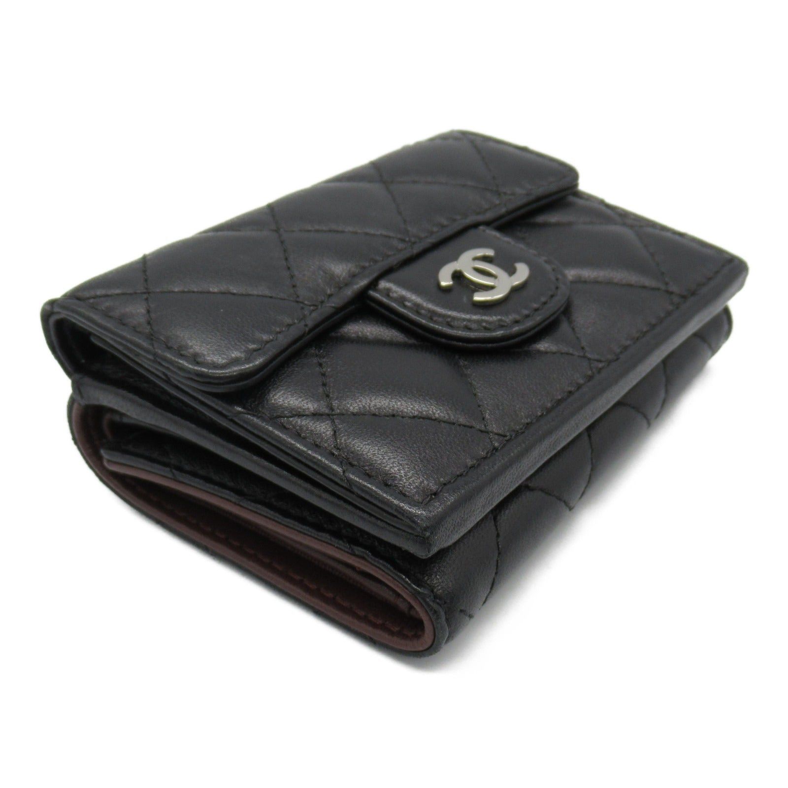 Chanel Chanel Matelasse Trifold Wallet Lambskin (Sheepskin) Black Silver Hardware Size ONE SIZE - 3 Thumbnail