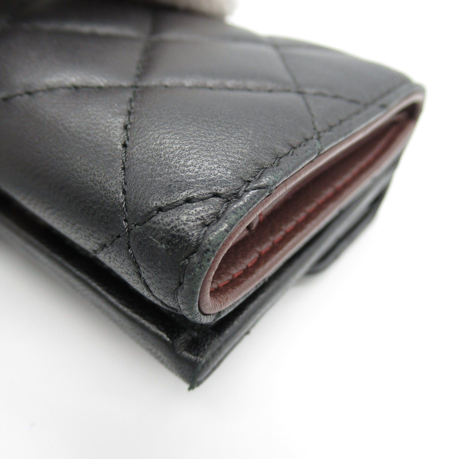 Chanel Chanel Matelasse Trifold Wallet Lambskin (Sheepskin) Black Silver Hardware Size ONE SIZE - 13 Thumbnail