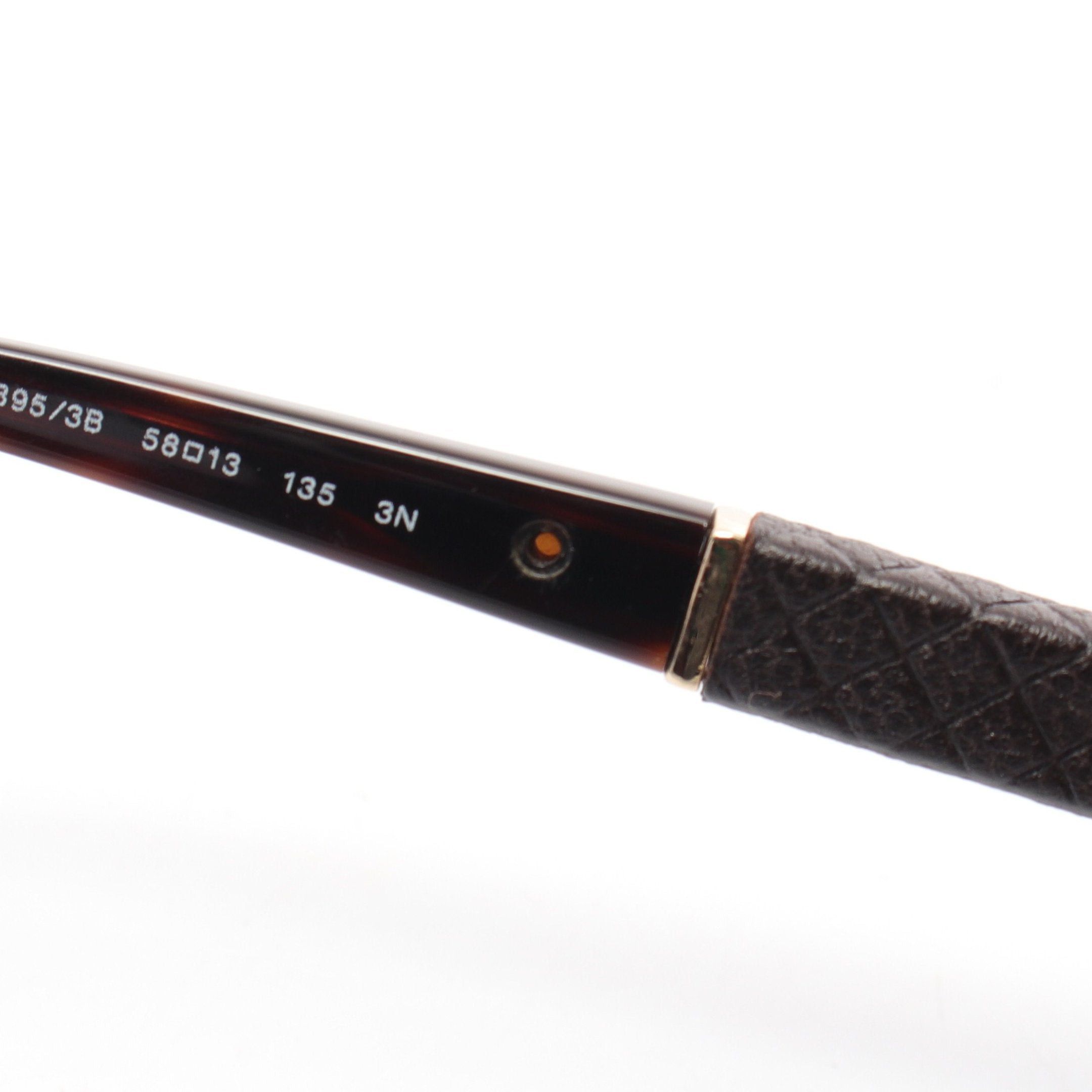 Chanel Chanel Teardrop Matelasse Coco Mark Sunglasses Leather Gold Dark Brown Size ONE SIZE - 9 Thumbnail