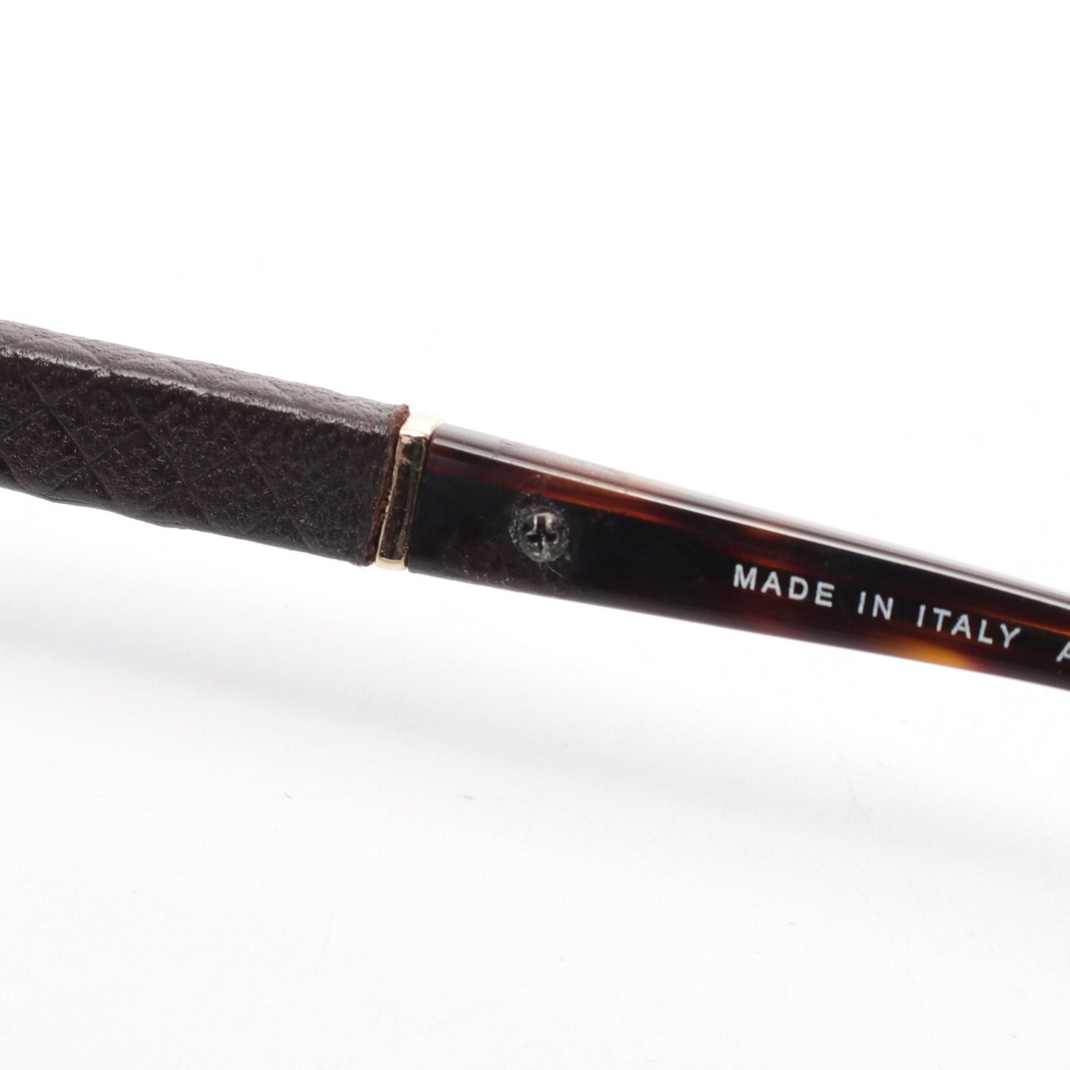 Chanel Chanel Teardrop Matelasse Coco Mark Sunglasses Leather Gold Dark Brown Size ONE SIZE - 8 Thumbnail