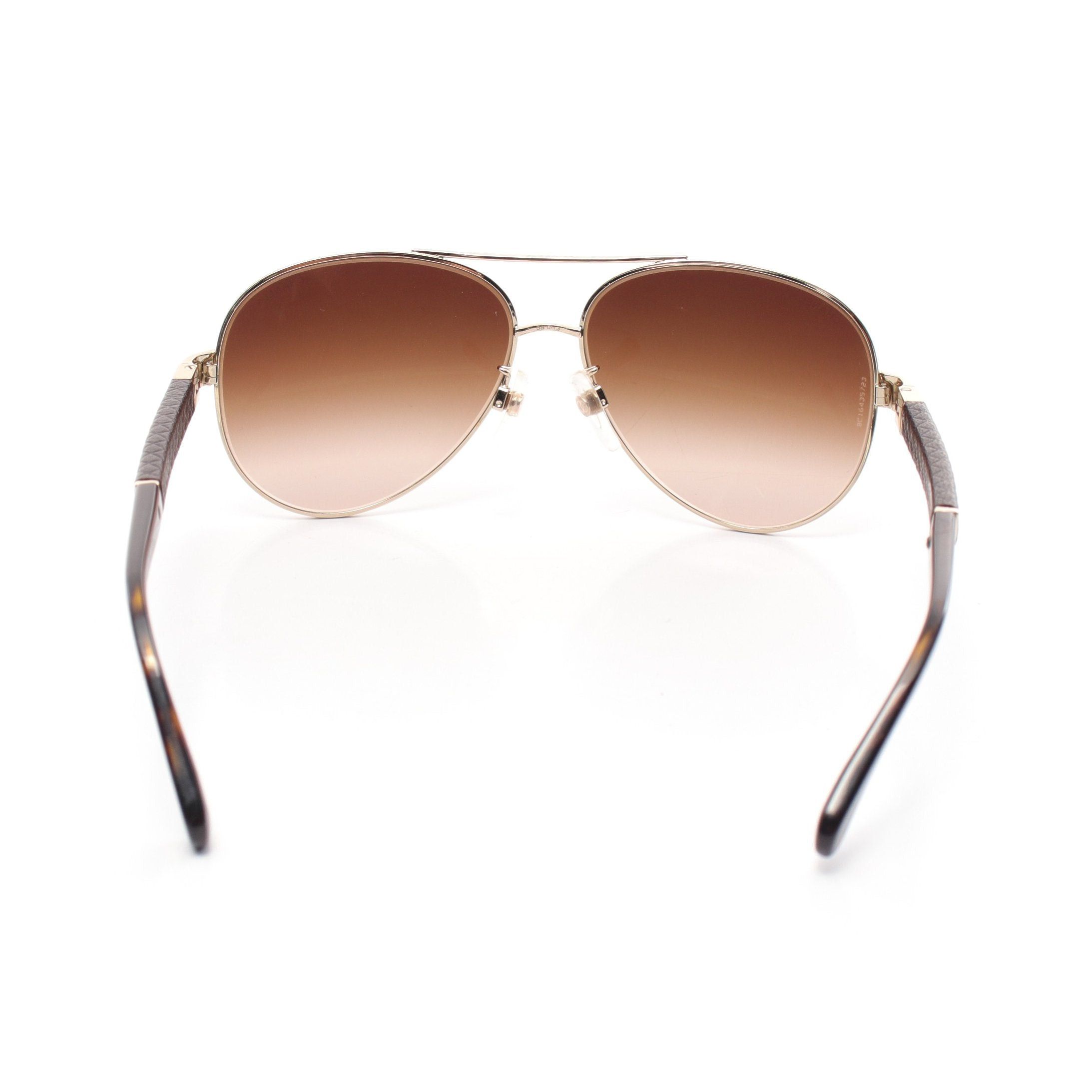 Chanel Chanel Teardrop Matelasse Coco Mark Sunglasses Leather Gold Dark Brown Size ONE SIZE - 7 Thumbnail