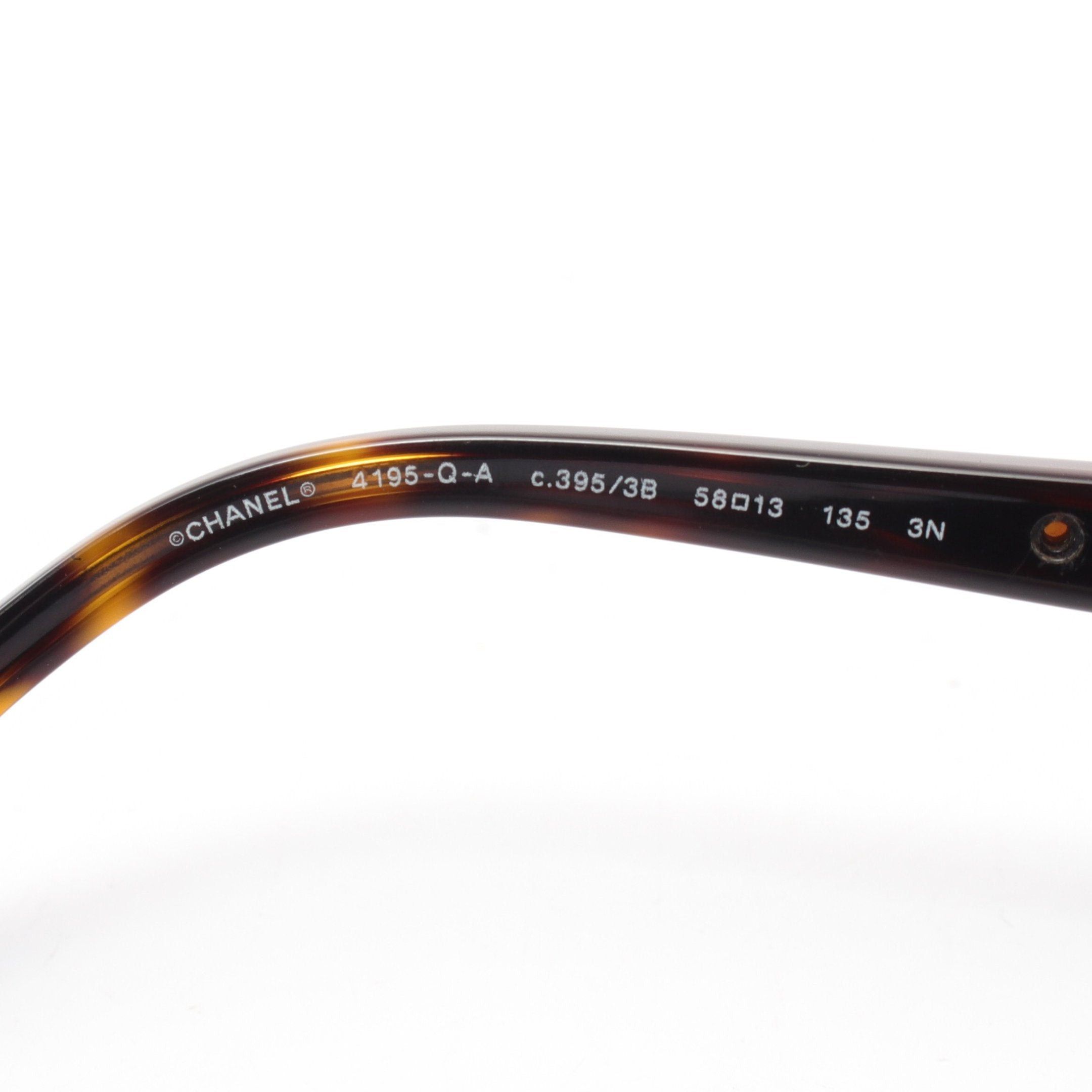 Chanel Chanel Teardrop Matelasse Coco Mark Sunglasses Leather Gold Dark Brown Size ONE SIZE - 5 Thumbnail