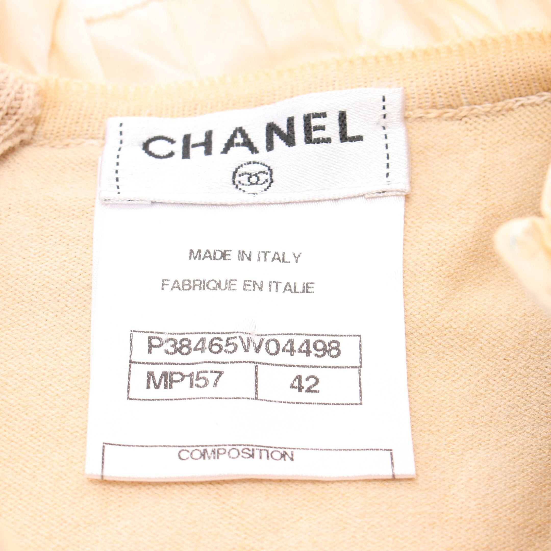 Chanel Chanel One Piece No Sleeve Cotton Beige Frill Switching Size ONE SIZE - 3 Thumbnail