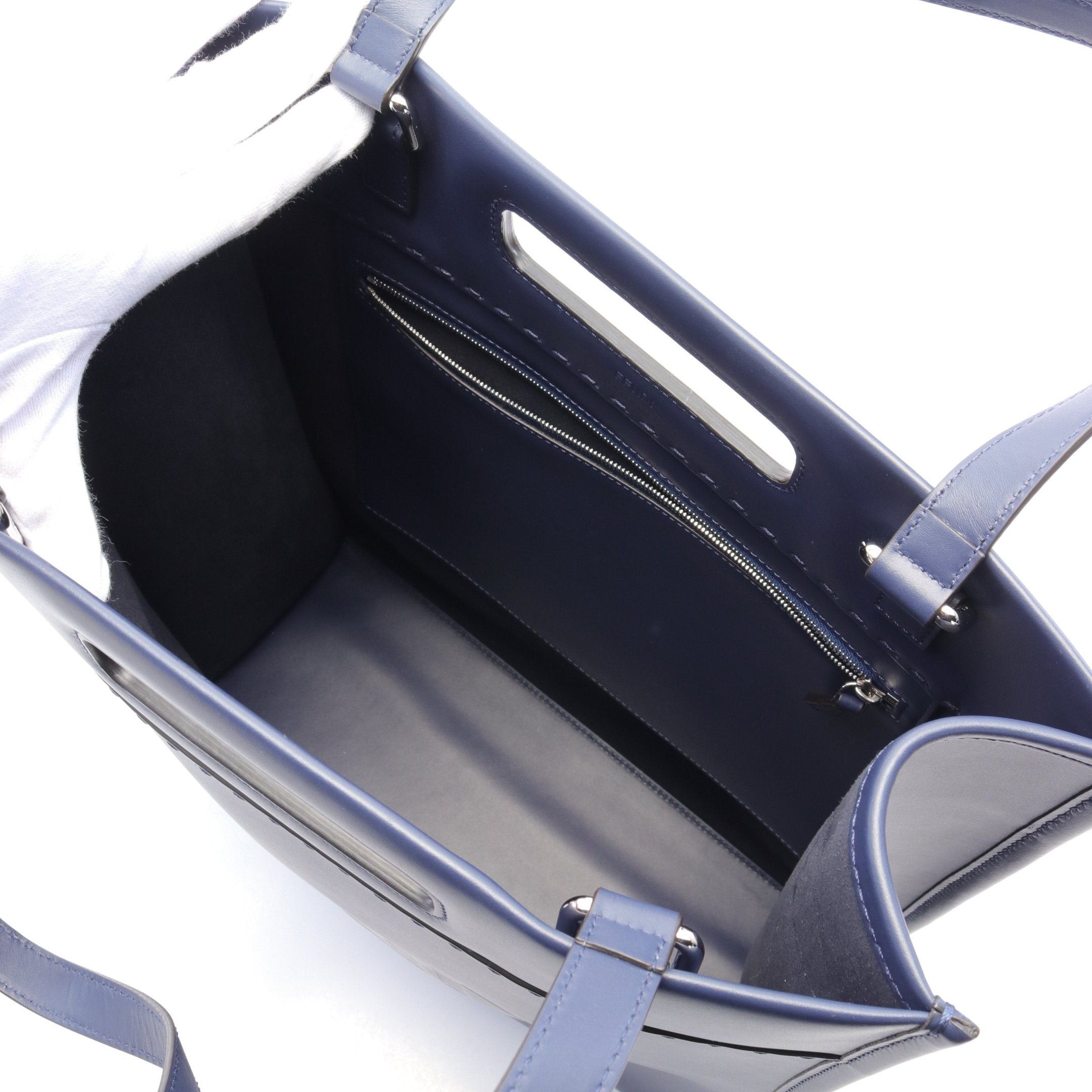 Fendi Fendi Shopping Bag Shoulder Tote Leather Navy Size ONE SIZE - 3 Thumbnail