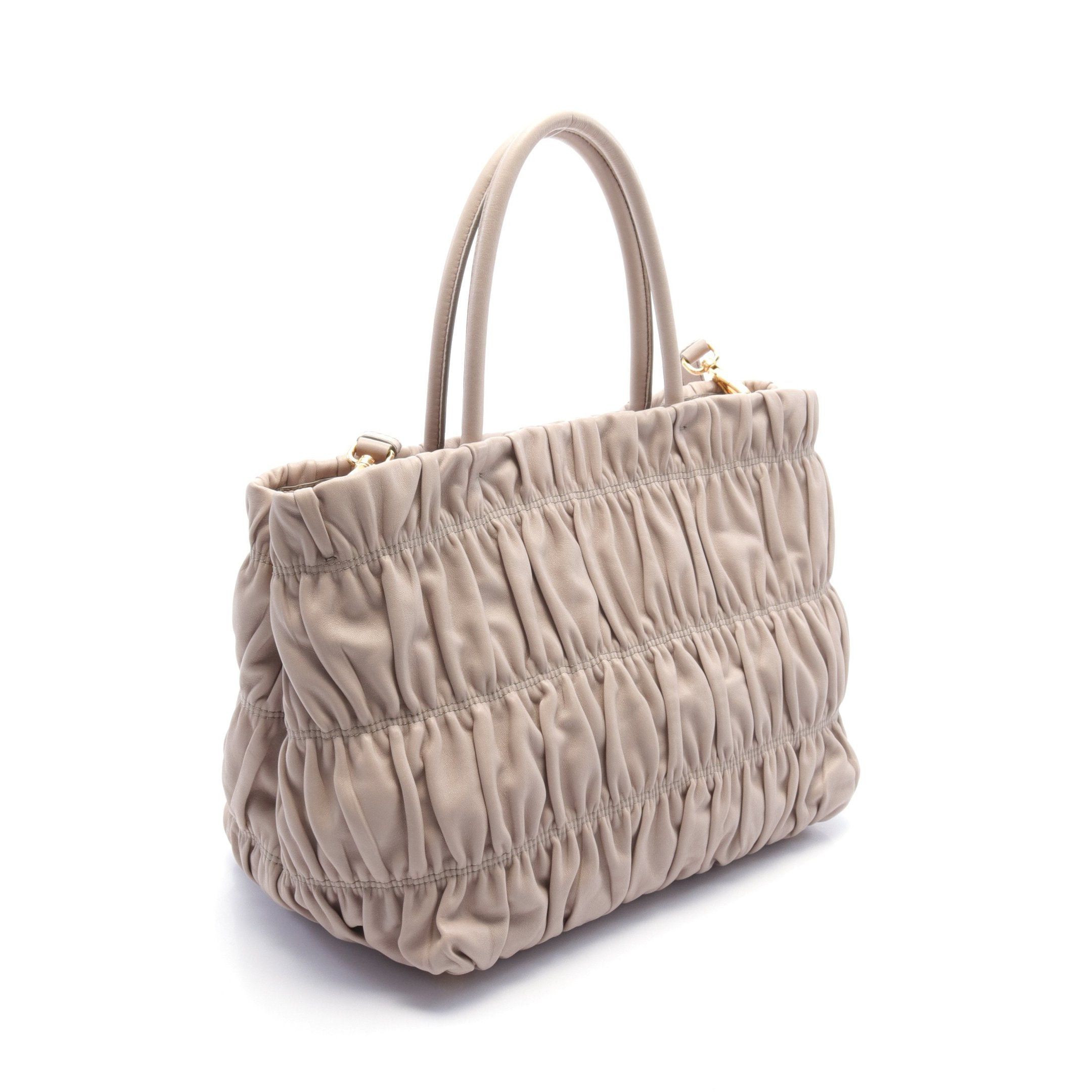 Prada Prada Nappa Gaufre Handbag Leather Gray Size ONE SIZE - 2 Thumbnail
