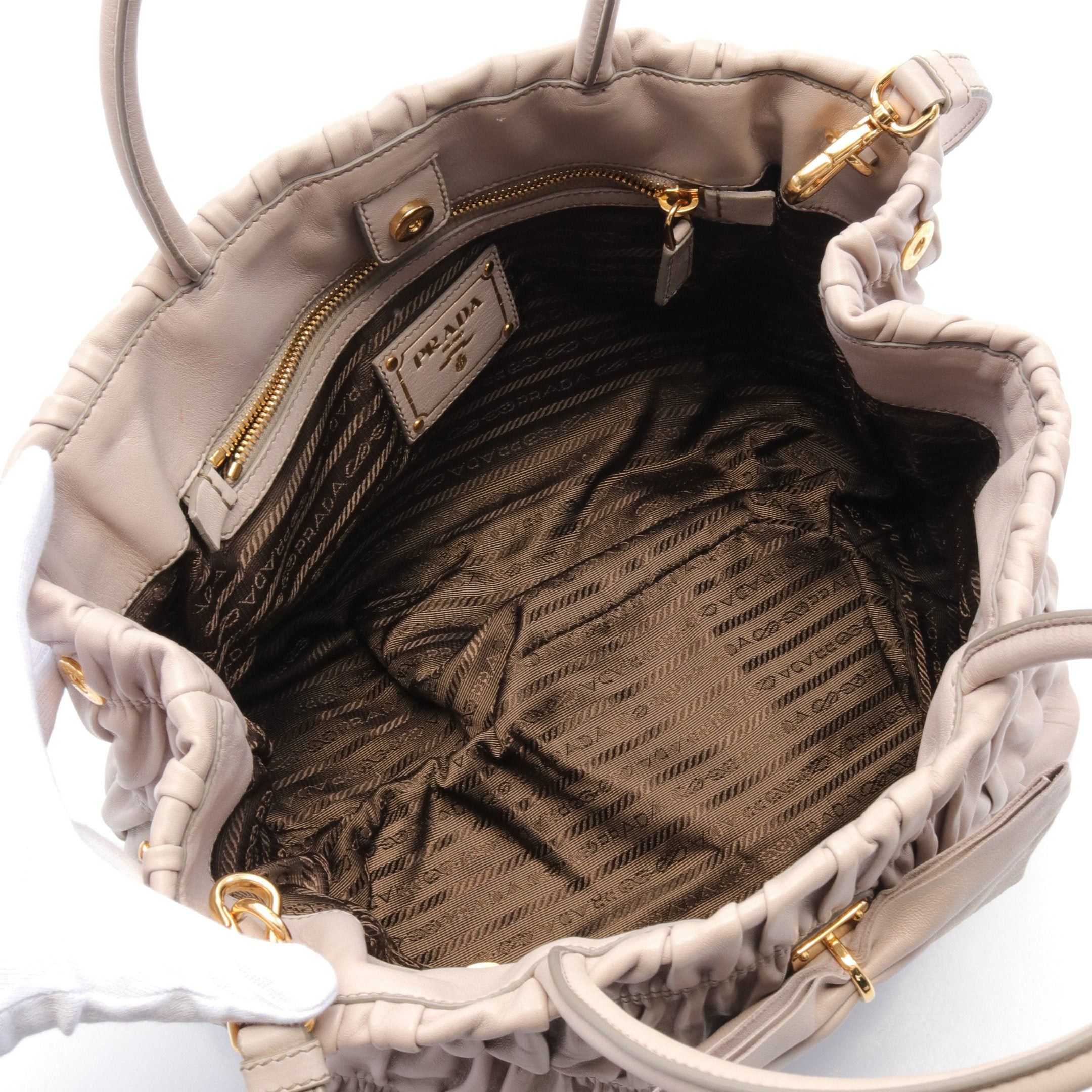 Prada Prada Nappa Gaufre Handbag Leather Gray Size ONE SIZE - 3 Thumbnail