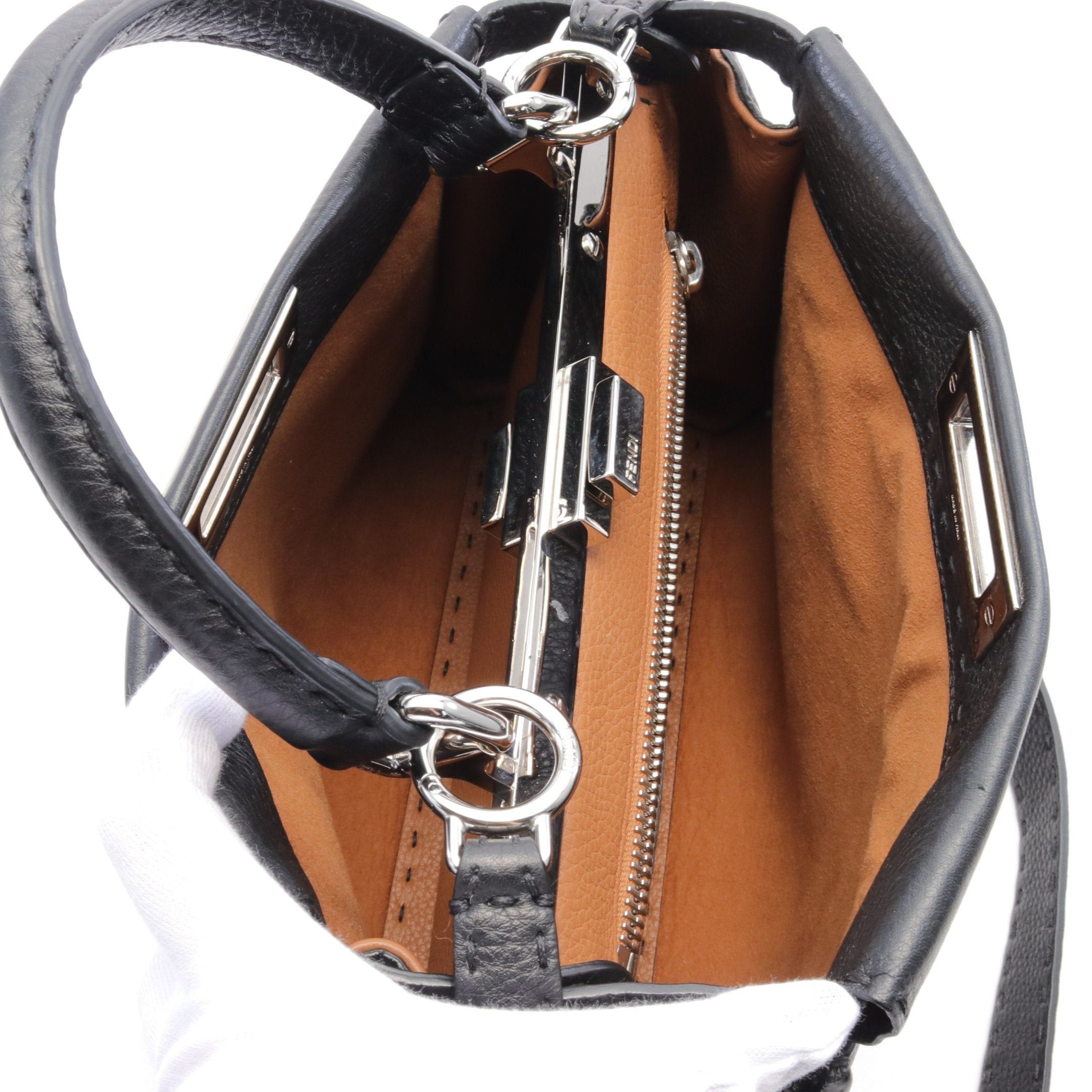 Fendi Fendi Peekaboo Regular Selleria Handbag Leather Black Size ONE SIZE - 3 Thumbnail