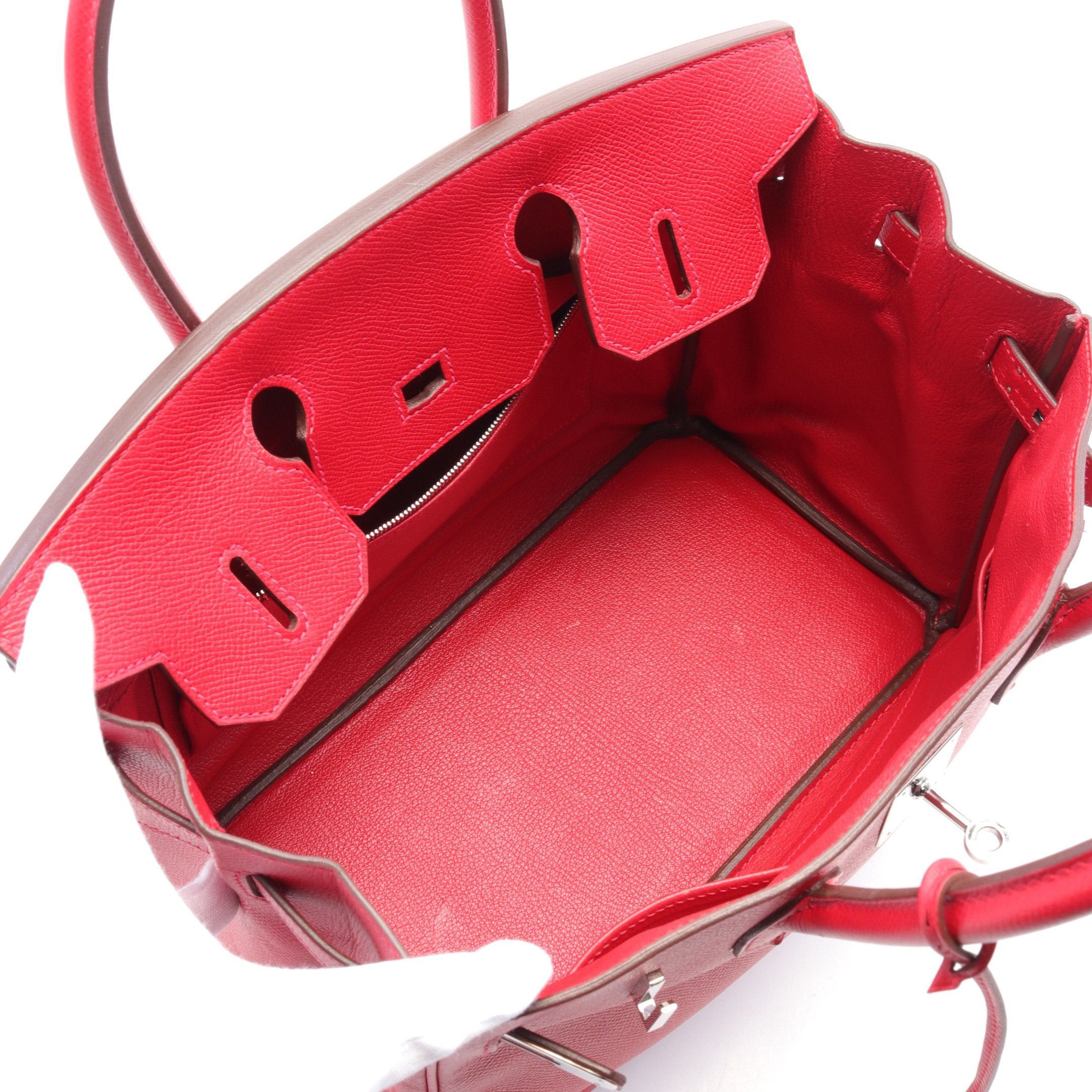 Hermes Hermes Birkin 30 Vermilion Handbag Veau Epsom Red Silver Hardware □Q Stamp Size ONE SIZE - 3 Thumbnail