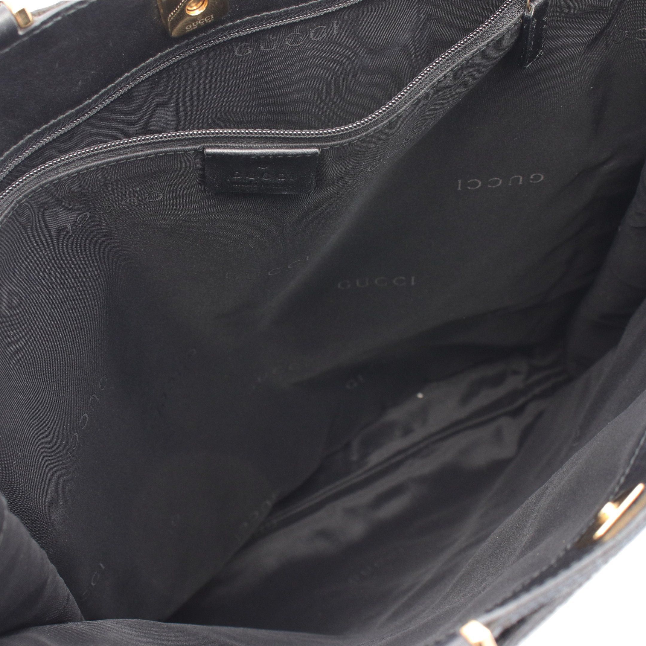 Gucci Gucci Gg Canvas Handbag Tote Bag Leather Black Size ONE SIZE - 3 Thumbnail