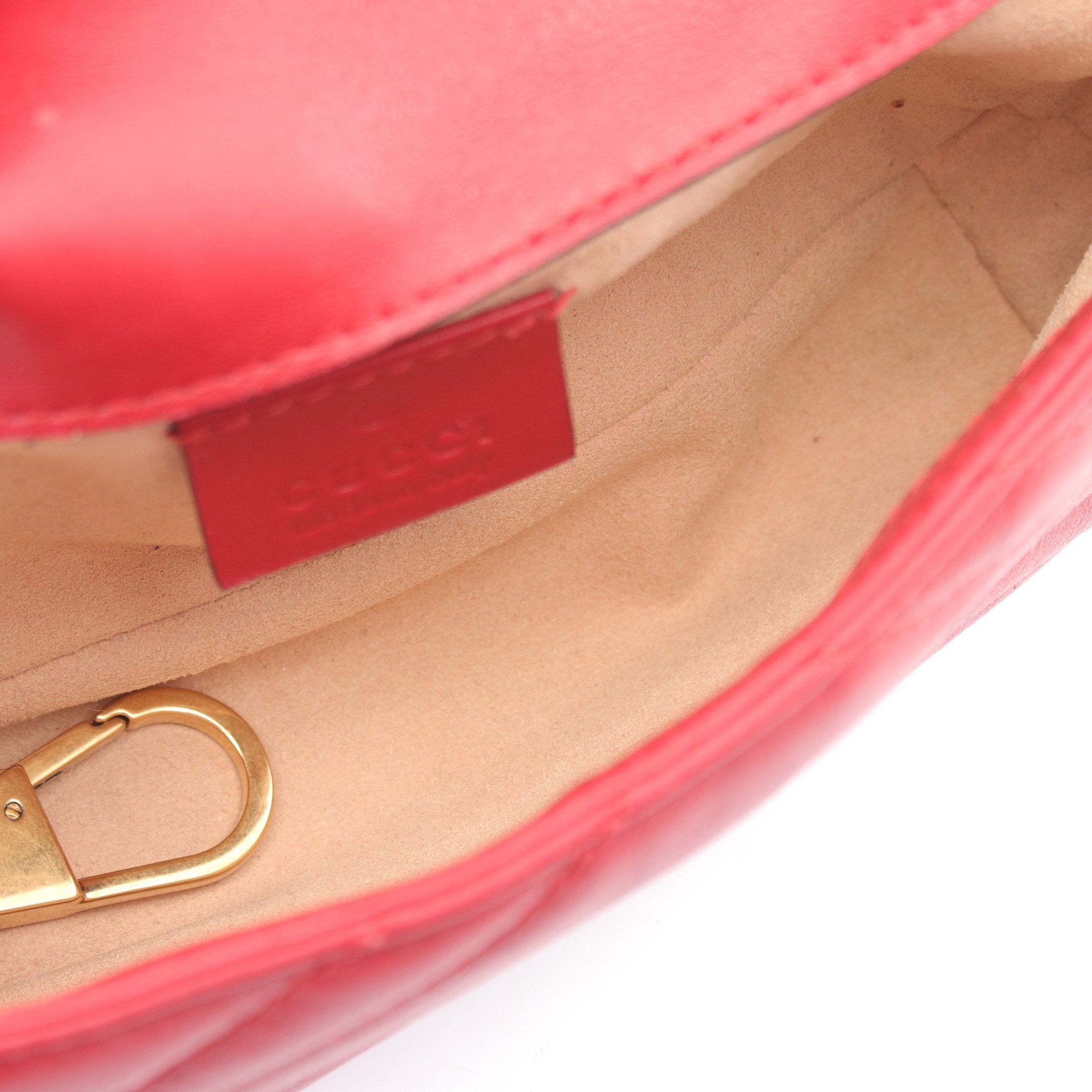 Gucci Gucci Gg Marmont Super Mini Bag Chain Shoulder Leather Red Size ONE SIZE - 3 Thumbnail