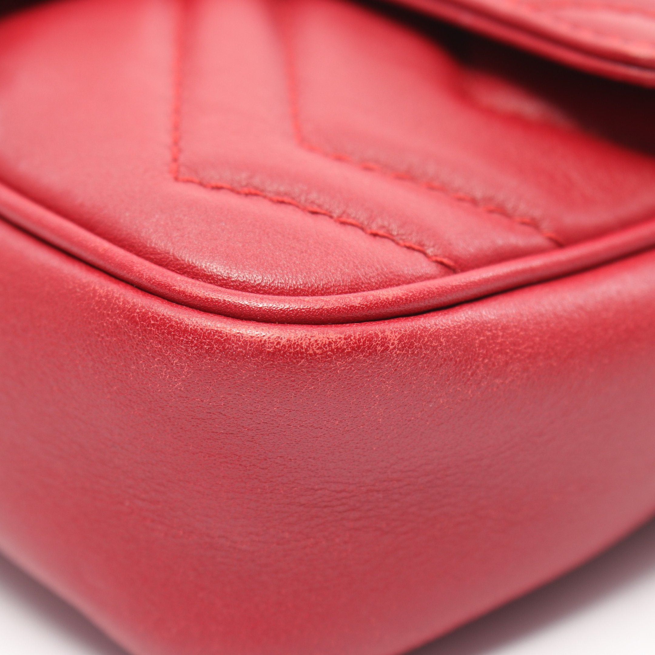 Gucci Gucci Gg Marmont Super Mini Bag Chain Shoulder Leather Red Size ONE SIZE - 5 Thumbnail
