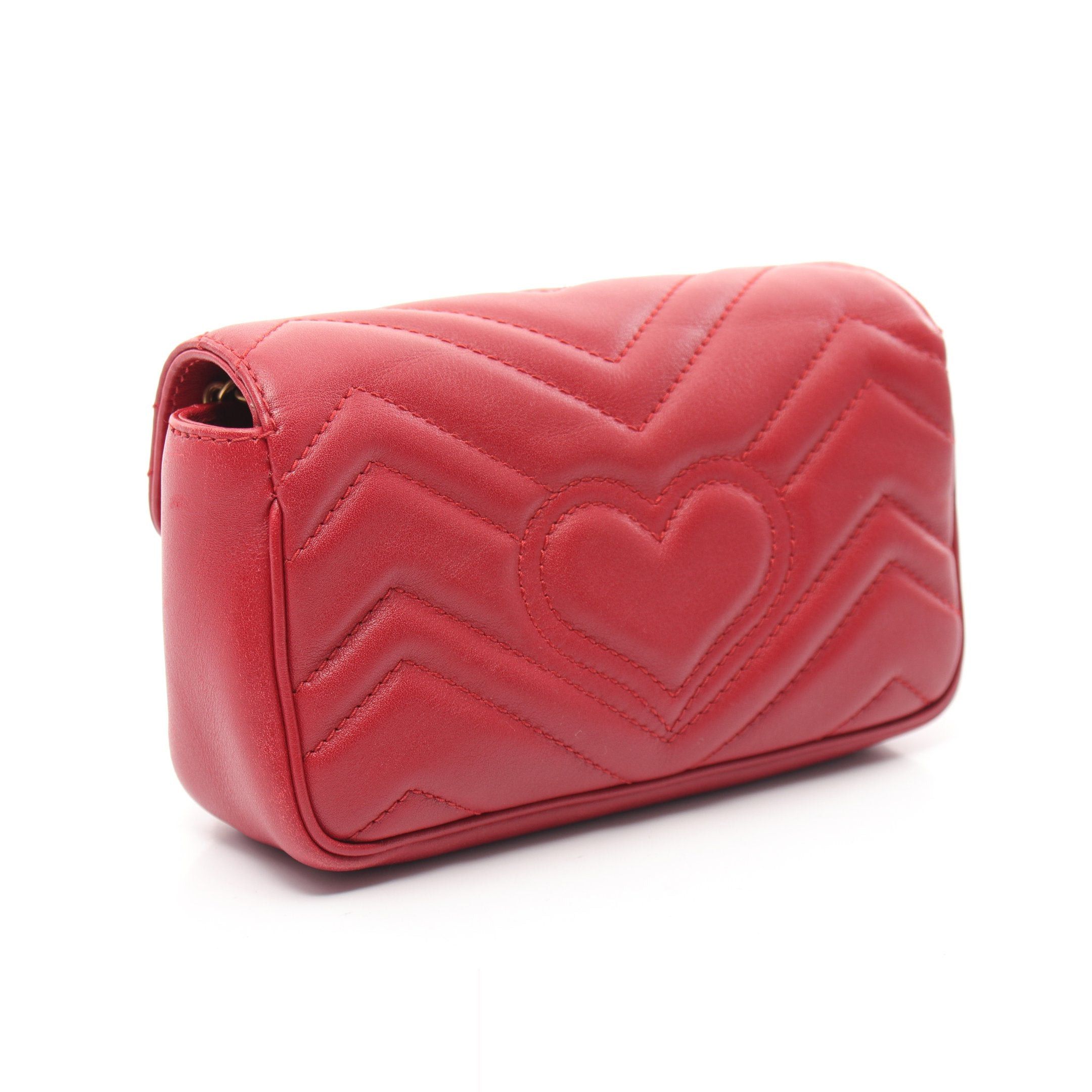 Gucci Gucci Gg Marmont Super Mini Bag Chain Shoulder Leather Red Size ONE SIZE - 2 Thumbnail