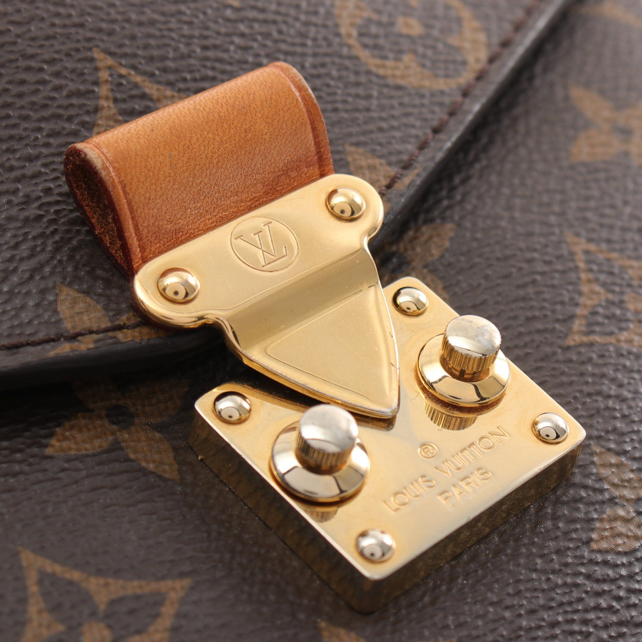 Louis Vuitton Pochette Metis Mm Monogram Handbag Leather Brown