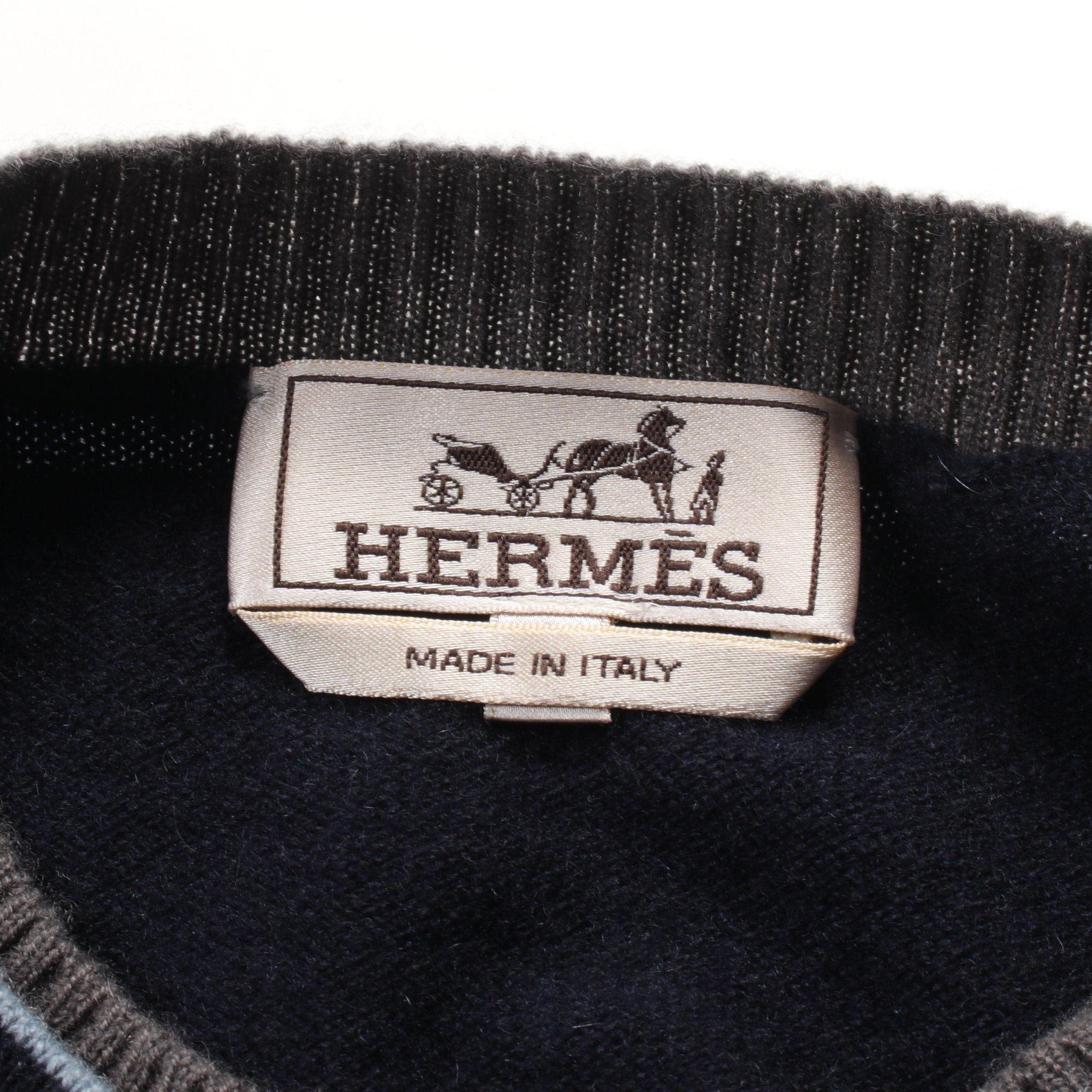 Hermes Hermes Knit H Logo Cashmere Navy Gray Light Blue Size ONE SIZE - 3 Thumbnail