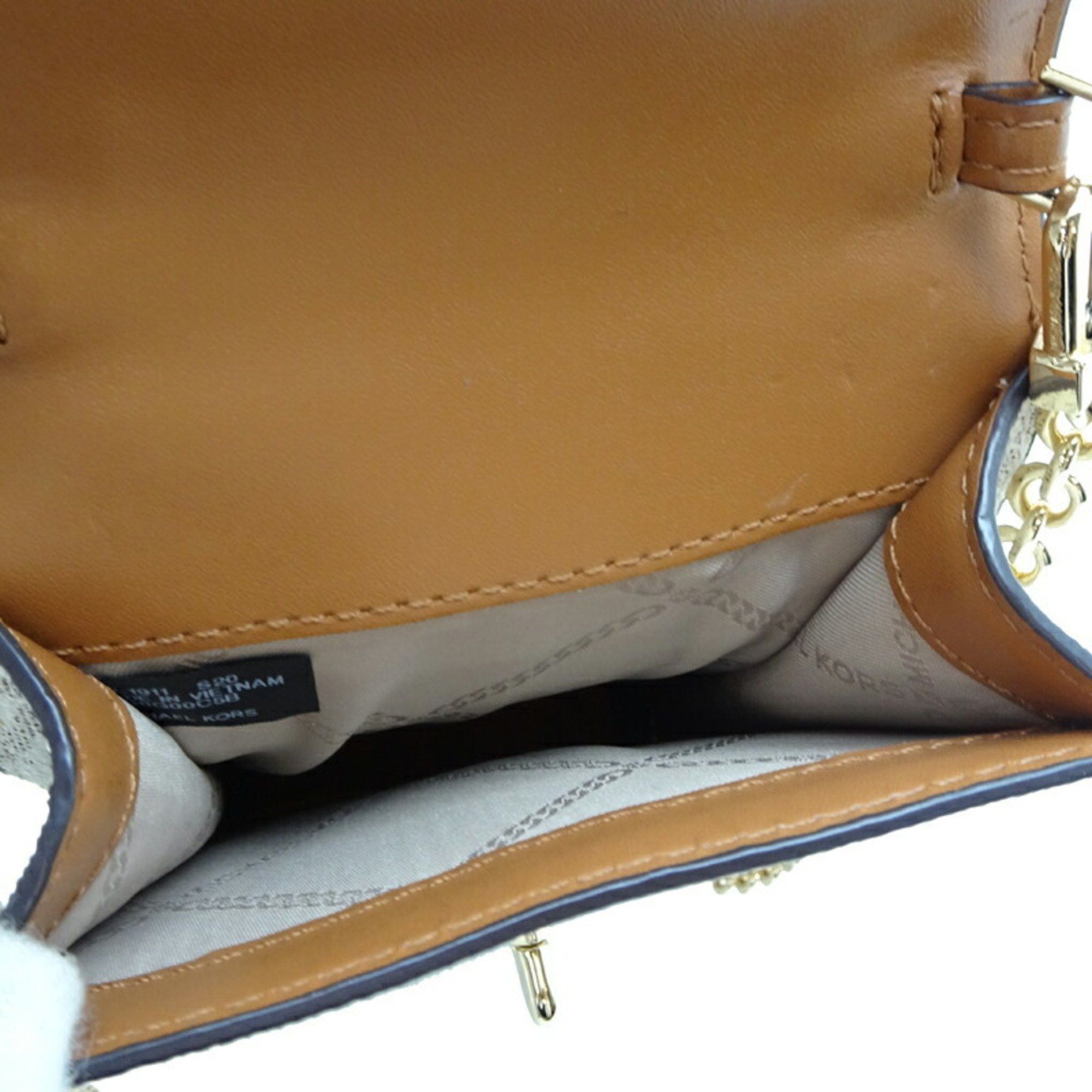 Michael Kors Michael Kors Phone Case Chain Shoulder Bag Women's 32SOG00C5B Leather White/Brown Size ONE SIZE - 6 Thumbnail