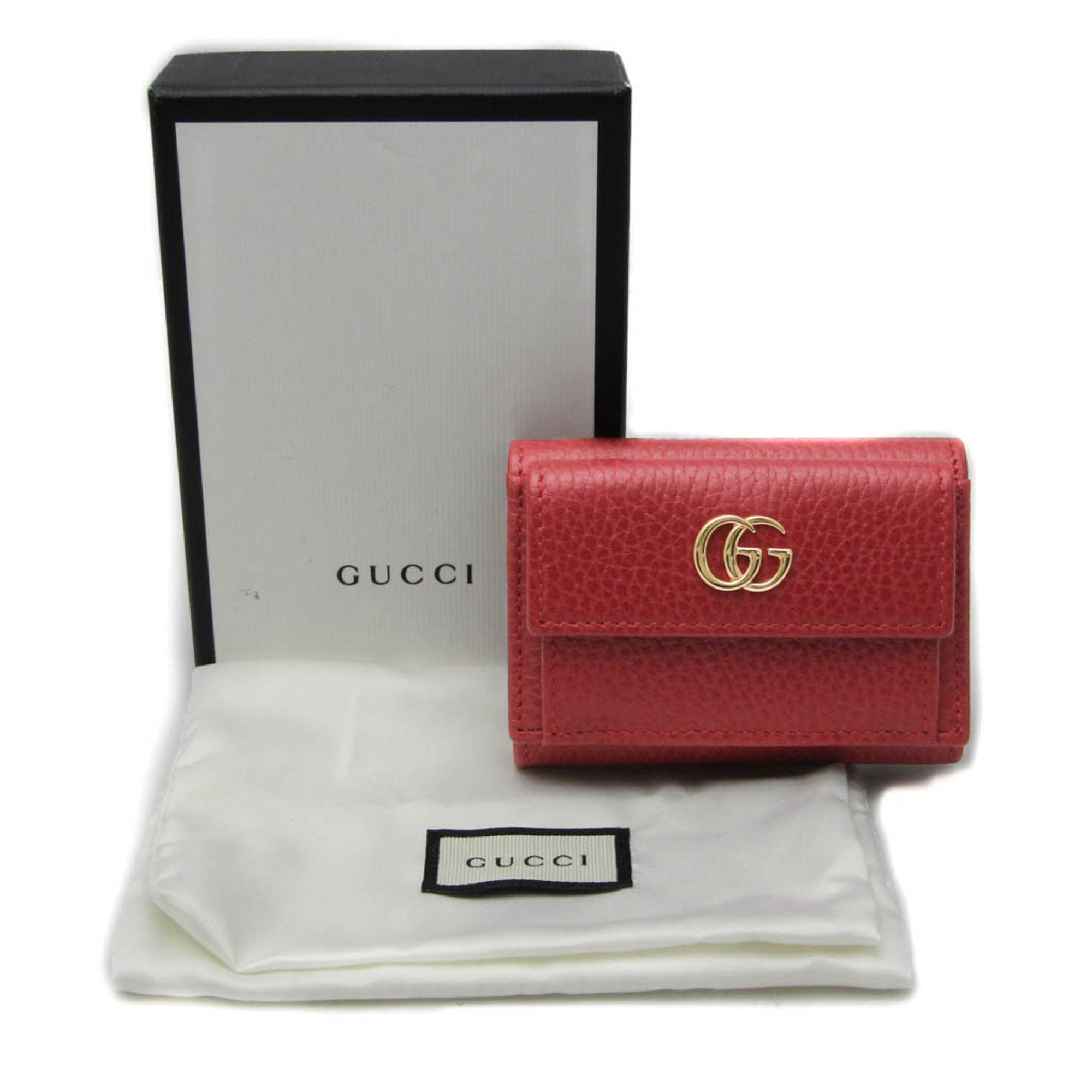 Gucci Gucci Petit Marmont 523277 Women's Leather Wallet (tri-fold) Red Color Size ONE SIZE - 10 Thumbnail