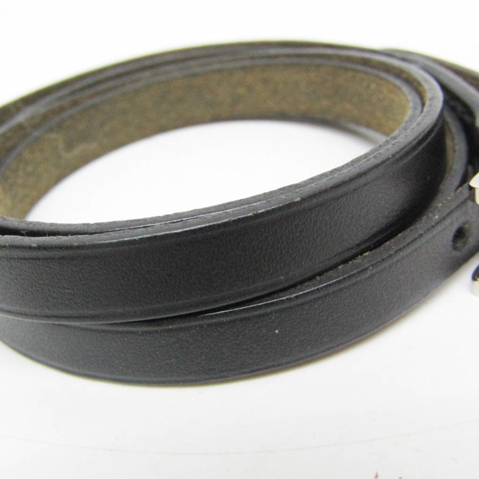 Hermes Hermes Hapi 4-row Bracelet Choker Leather,Metal No Stone Bangle Black,Silver Size ONE SIZE - 4 Thumbnail