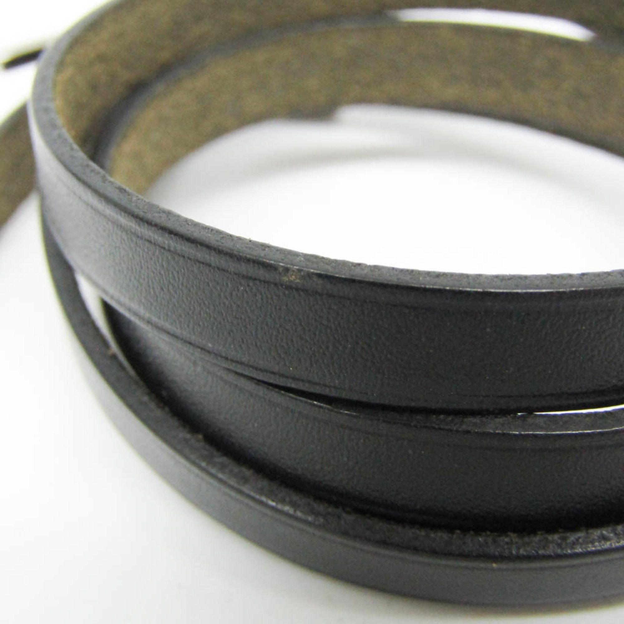 Hermes Hermes Hapi 4-row Bracelet Choker Leather,Metal No Stone Bangle Black,Silver Size ONE SIZE - 6 Thumbnail
