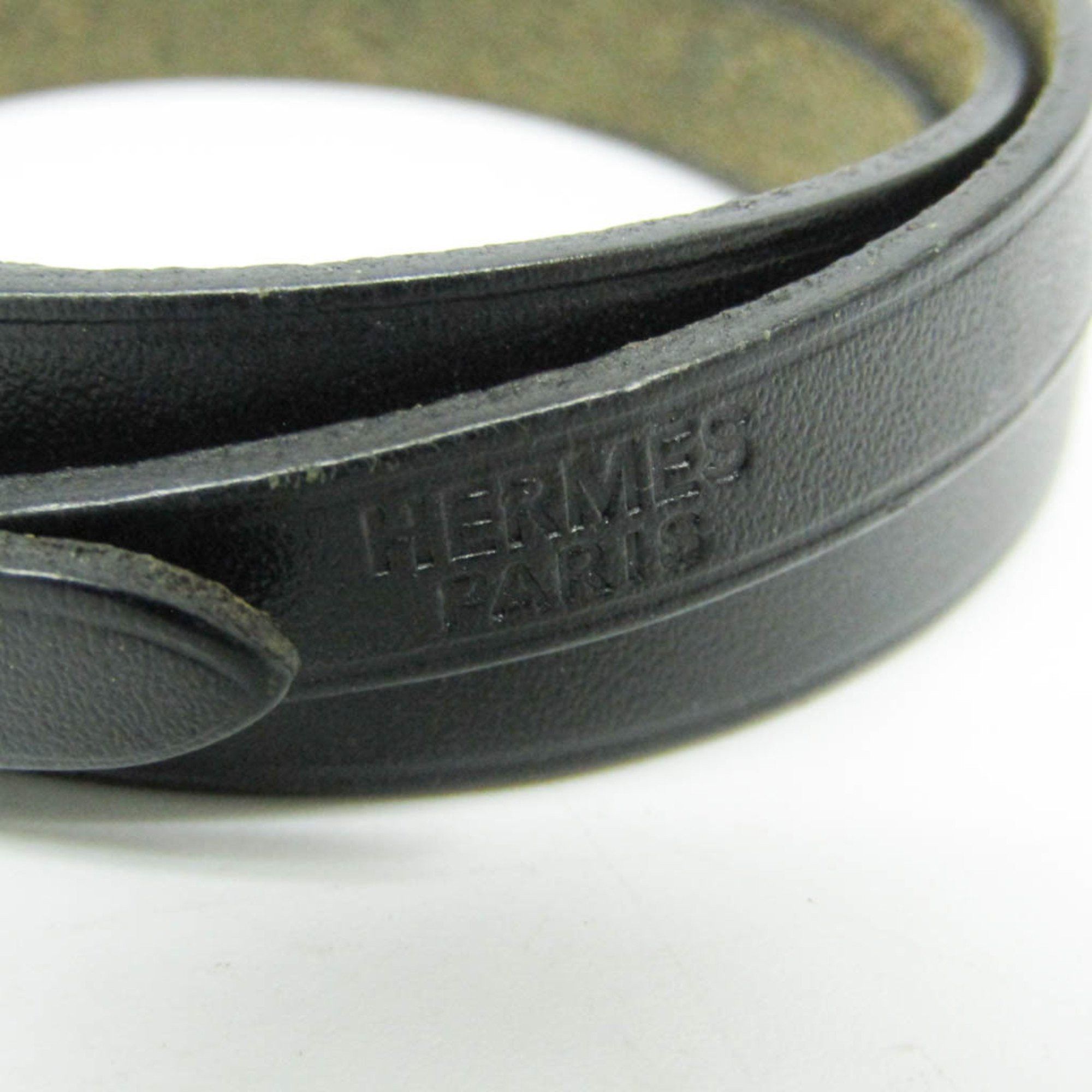 Hermes Hermes Hapi 4-row Bracelet Choker Leather,Metal No Stone Bangle Black,Silver Size ONE SIZE - 7 Thumbnail