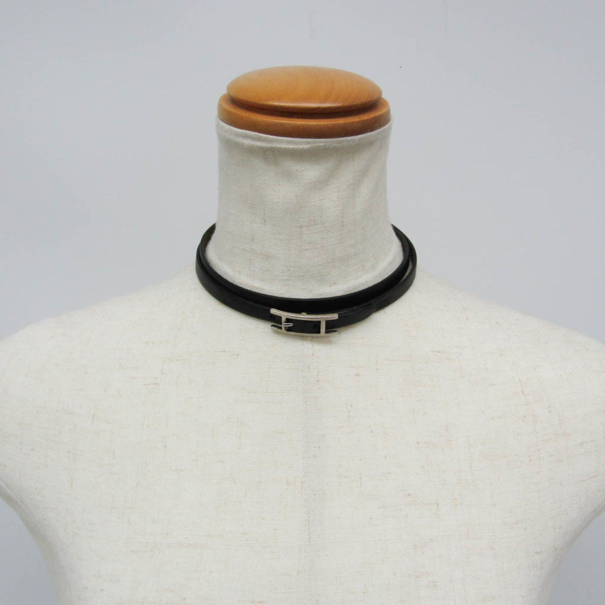 Hermes Hermes Hapi 4-row Bracelet Choker Leather,Metal No Stone Bangle Black,Silver Size ONE SIZE - 9 Thumbnail