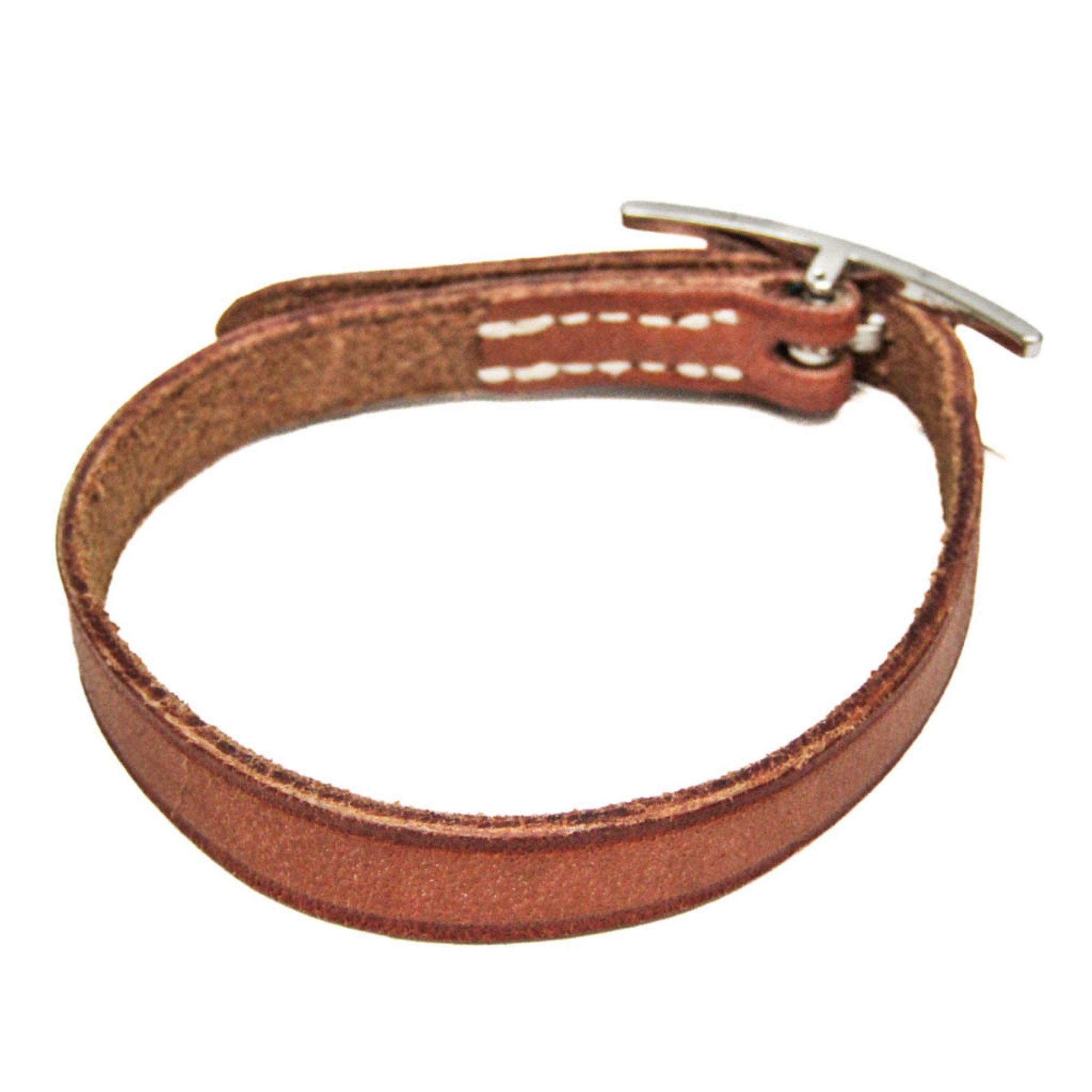 Hermes Hermes Api Leather,Metal Bangle Brown,Silver Size ONE SIZE - 2 Thumbnail