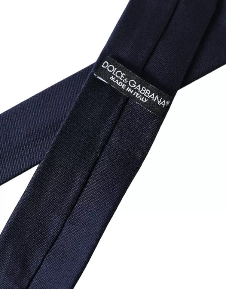 Dolce & Gabbana Dark Blue Silk Skinny Adjustable Men's Tie Size ONE SIZE - 5 Thumbnail