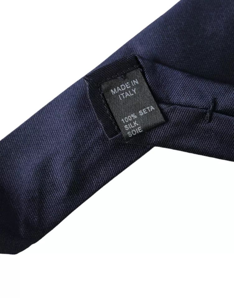 Dolce & Gabbana Dark Blue Silk Skinny Adjustable Men's Tie Size ONE SIZE - 3 Thumbnail