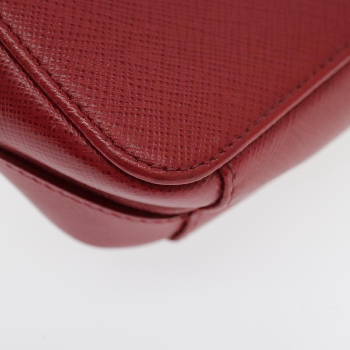 Prada Saffiano Red Calfskin Shoulder Bag (Pre-Owned) Size ONE SIZE - 9 Thumbnail