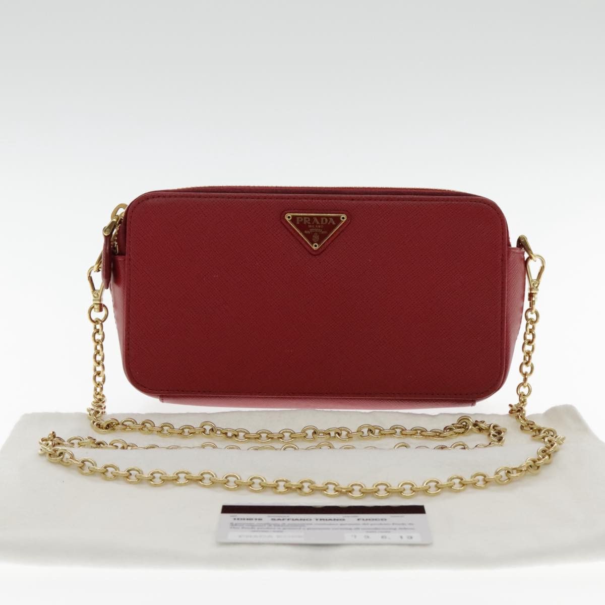 Prada Saffiano Red Calfskin Shoulder Bag (Pre-Owned) Size ONE SIZE - 19 Thumbnail