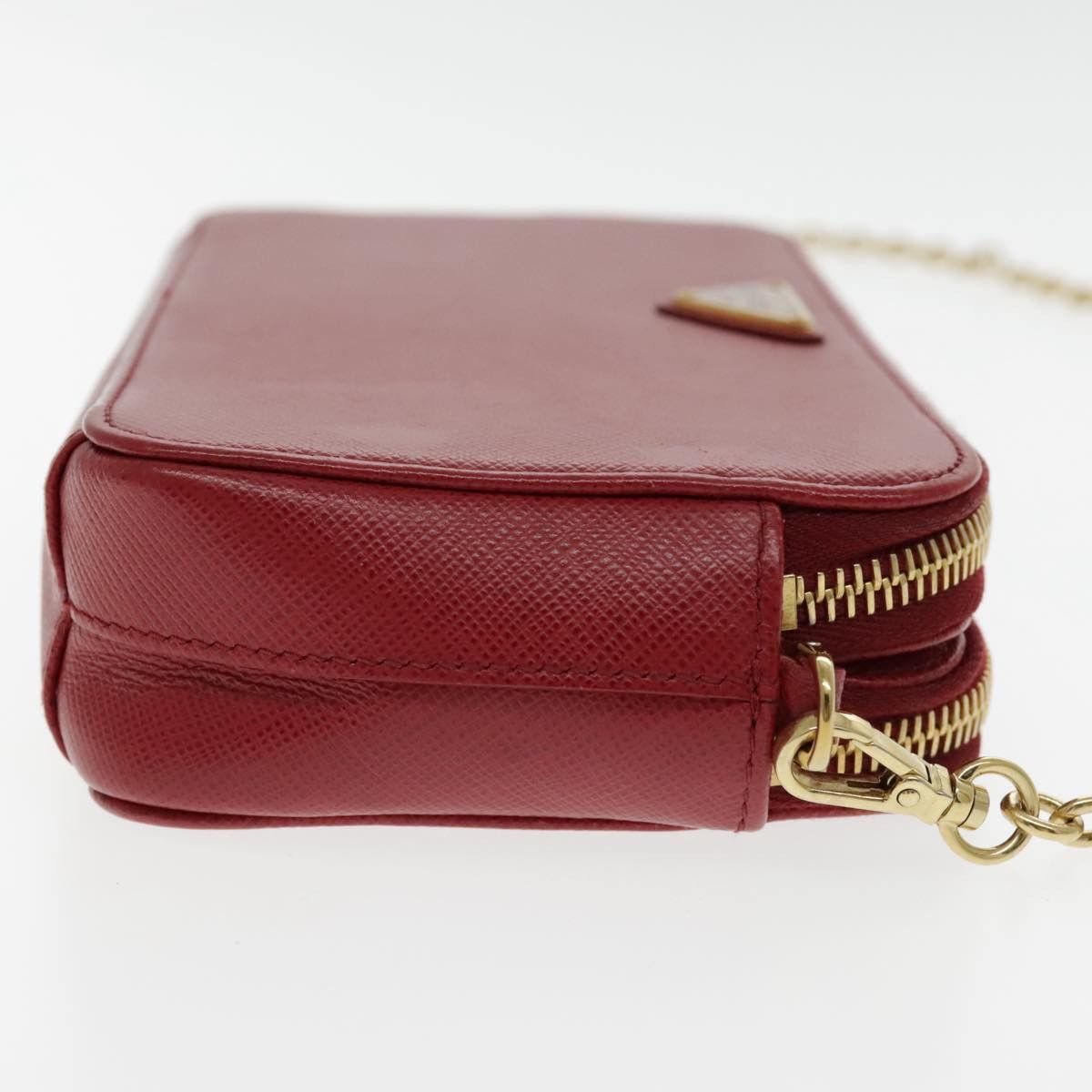 Prada Saffiano Red Calfskin Shoulder Bag (Pre-Owned) Size ONE SIZE - 4 Thumbnail