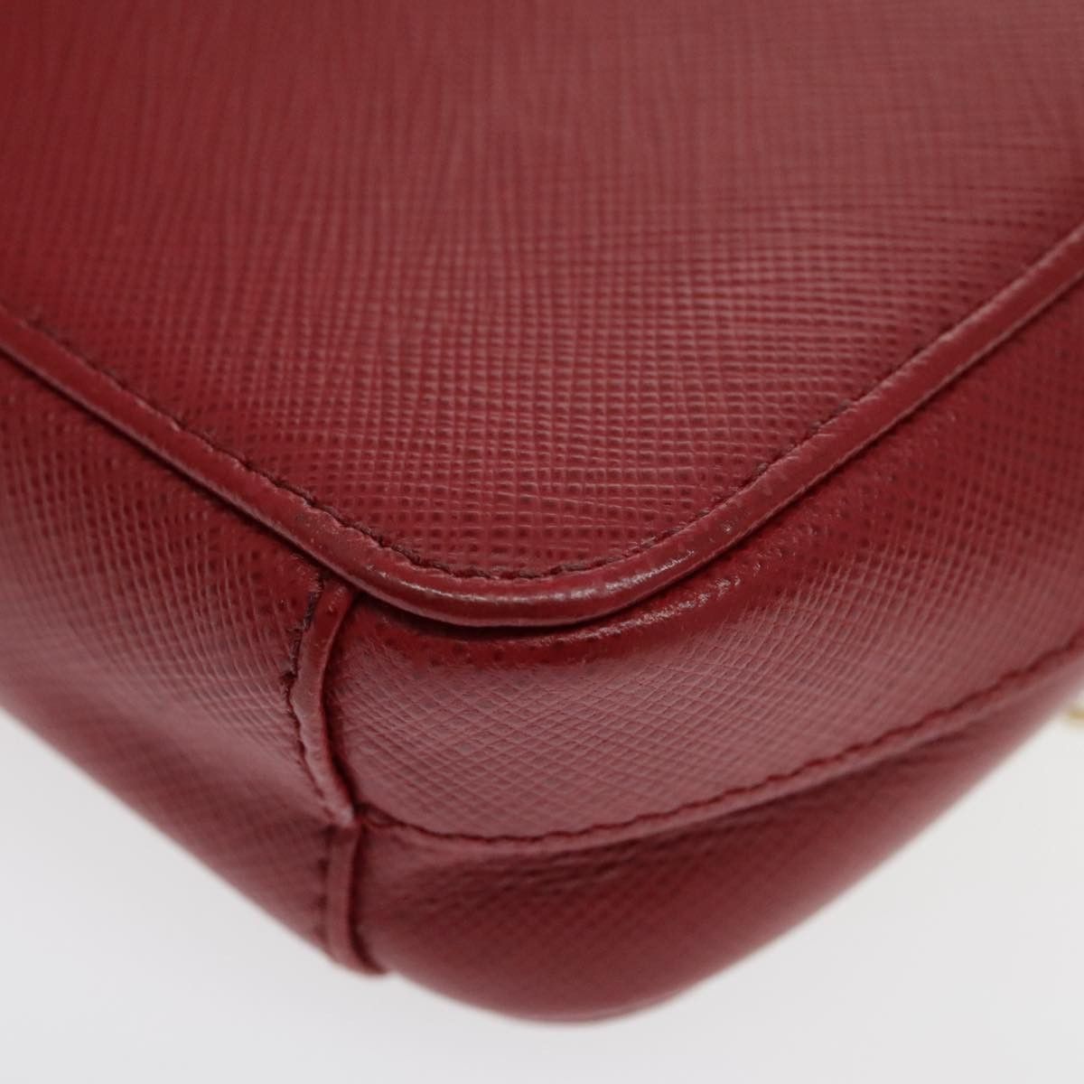 Prada Saffiano Red Calfskin Shoulder Bag (Pre-Owned) Size ONE SIZE - 8 Thumbnail