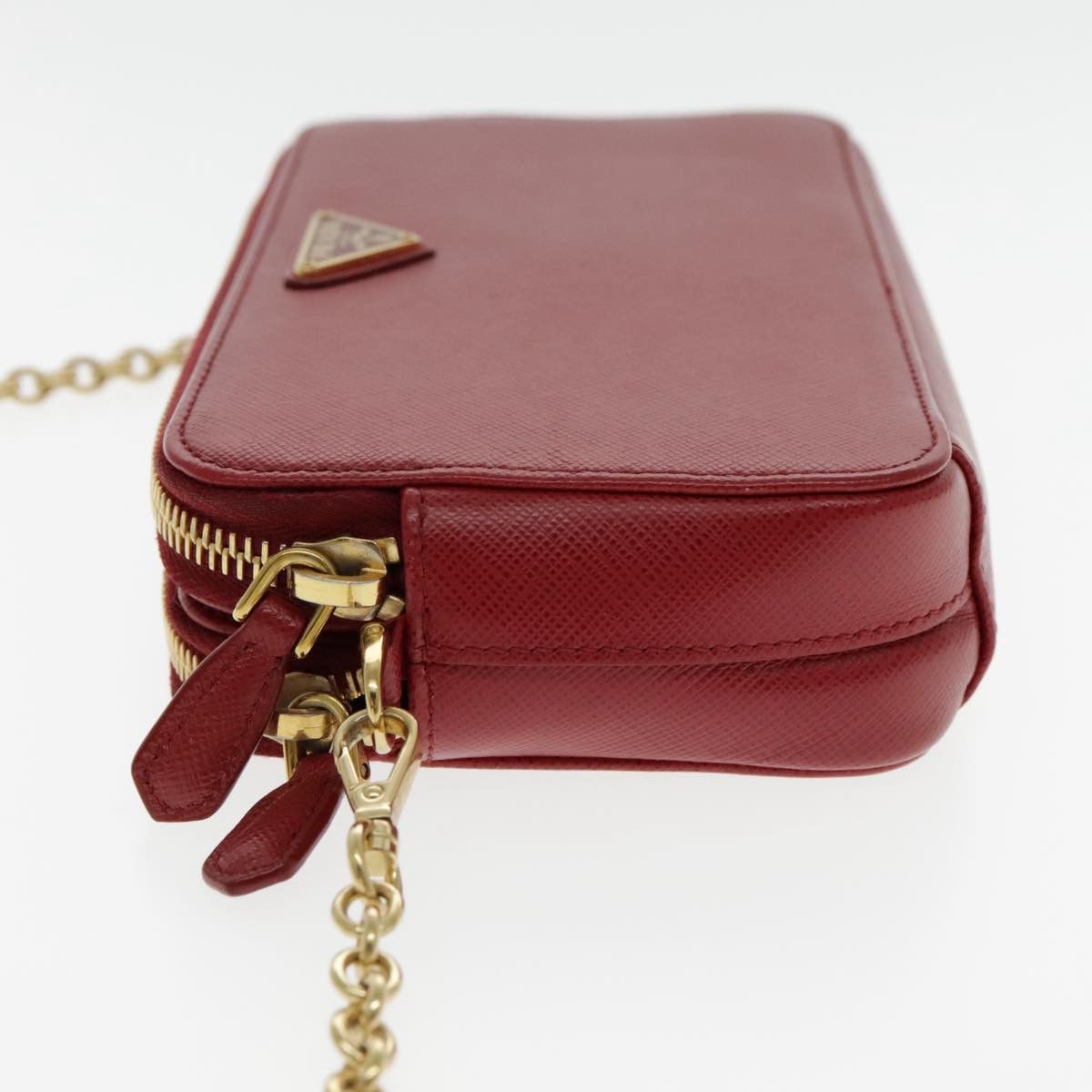 Prada Saffiano Red Calfskin Shoulder Bag (Pre-Owned) Size ONE SIZE - 3 Thumbnail