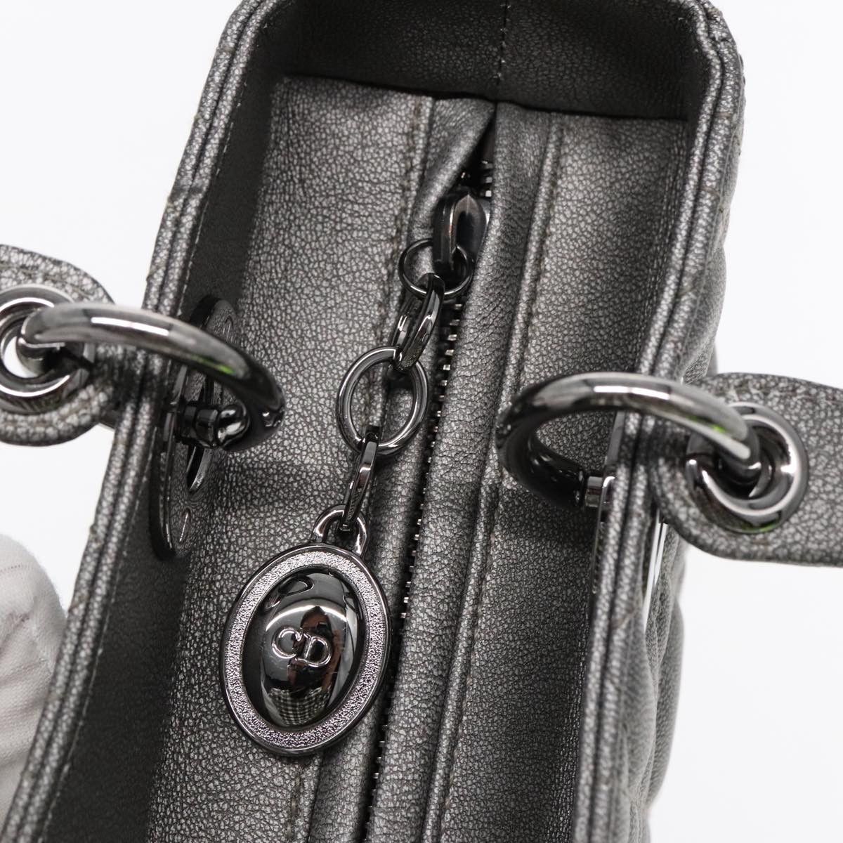 Dior Lady Silver Leather Handbag (Pre-Owned) Size ONE SIZE - 12 Thumbnail