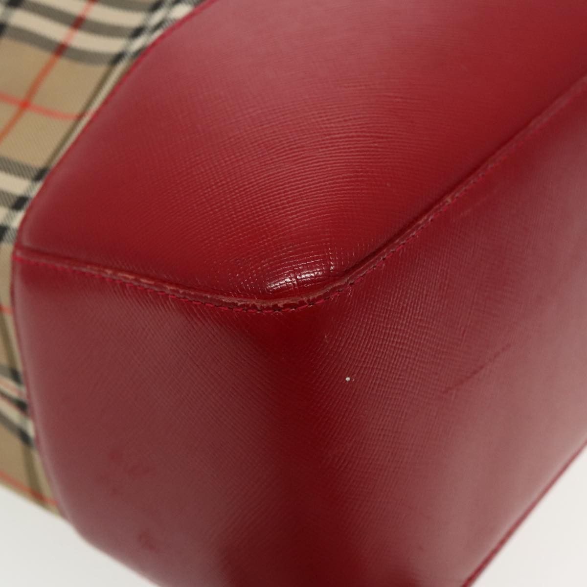 Burberry Nova Check Red Canvas Tote Bag (Pre-Owned) Size ONE SIZE - 7 Thumbnail