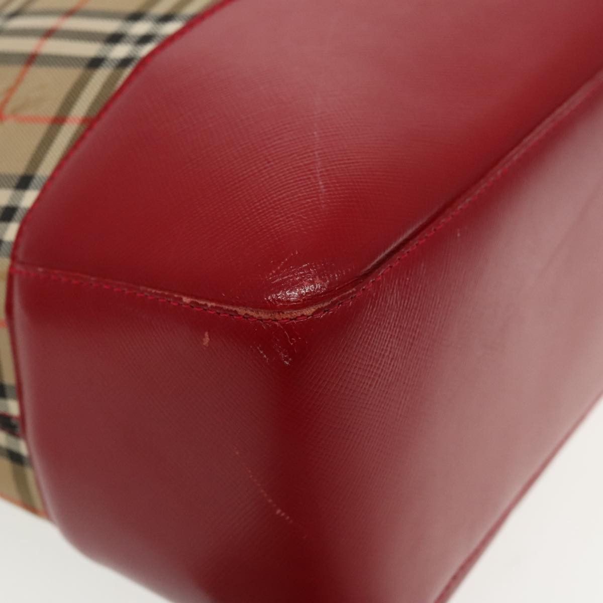 Burberry Nova Check Red Canvas Tote Bag (Pre-Owned) Size ONE SIZE - 8 Thumbnail