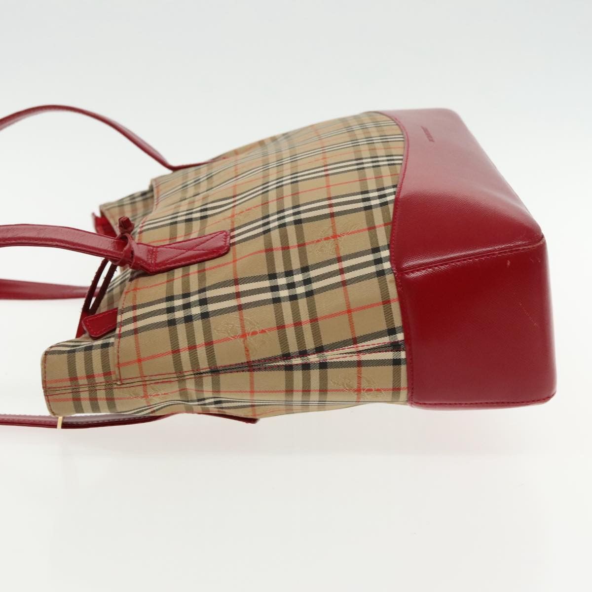 Burberry Nova Check Red Canvas Tote Bag (Pre-Owned) Size ONE SIZE - 4 Thumbnail