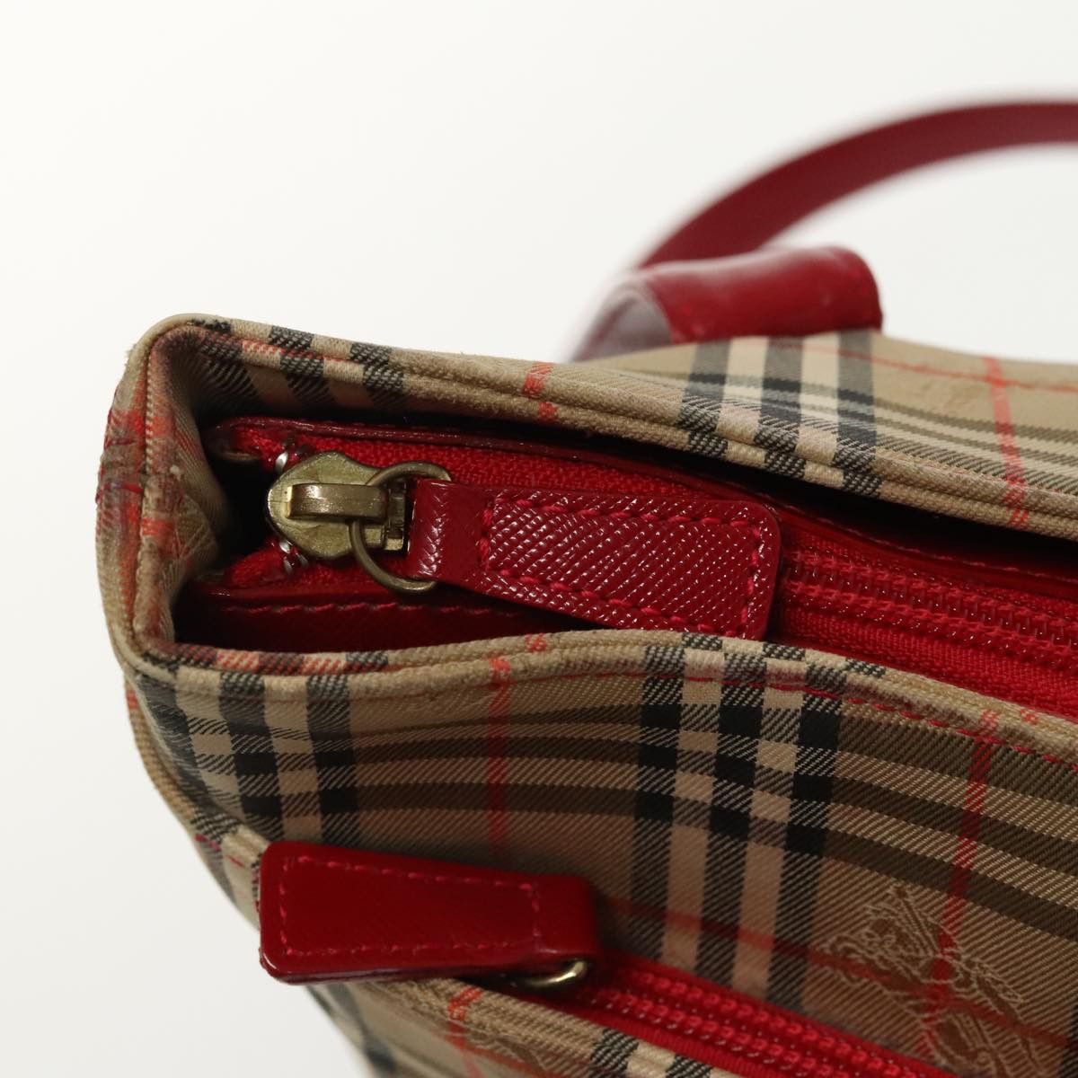 Burberry Nova Check Red Canvas Tote Bag (Pre-Owned) Size ONE SIZE - 14 Thumbnail