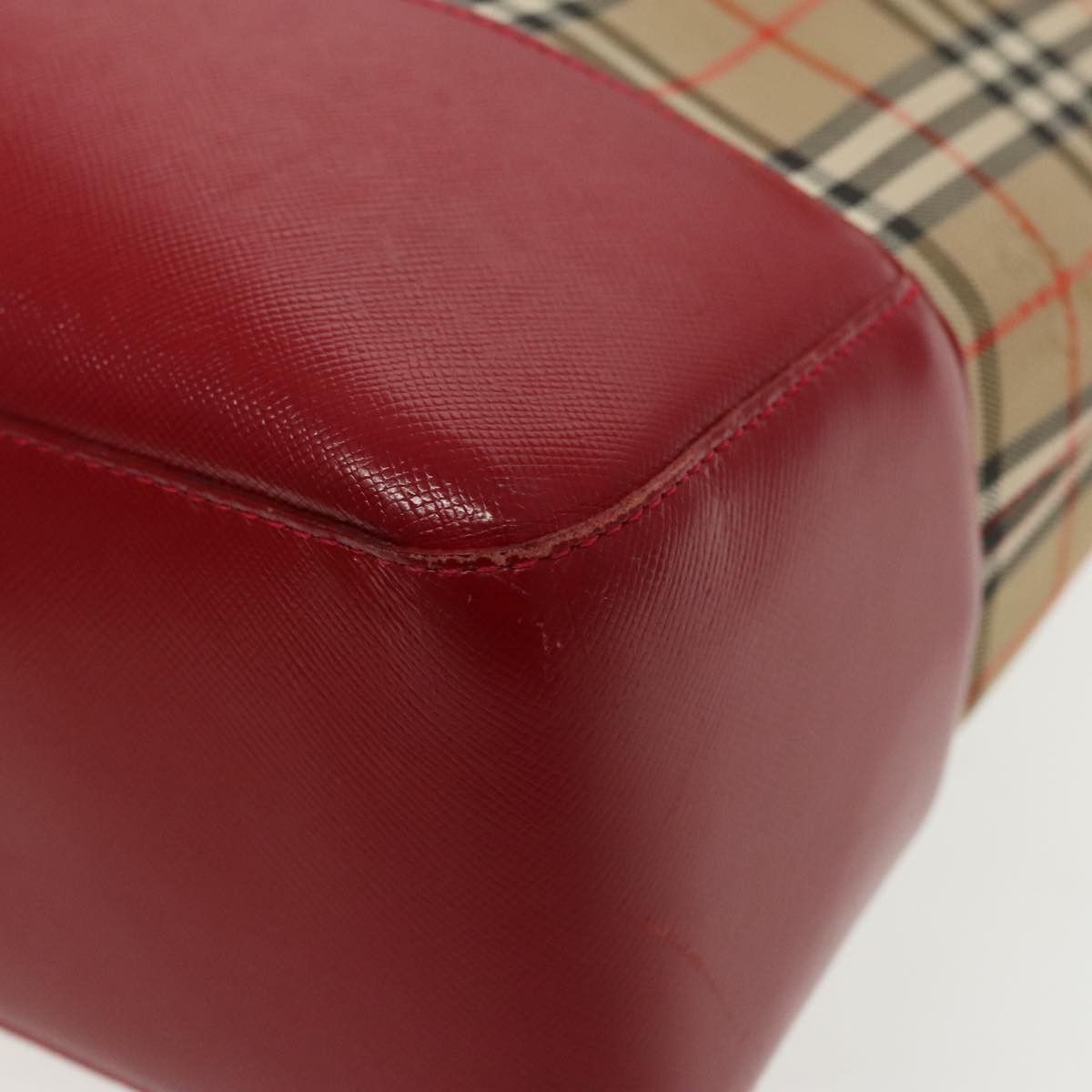 Burberry Nova Check Red Canvas Tote Bag (Pre-Owned) Size ONE SIZE - 10 Thumbnail